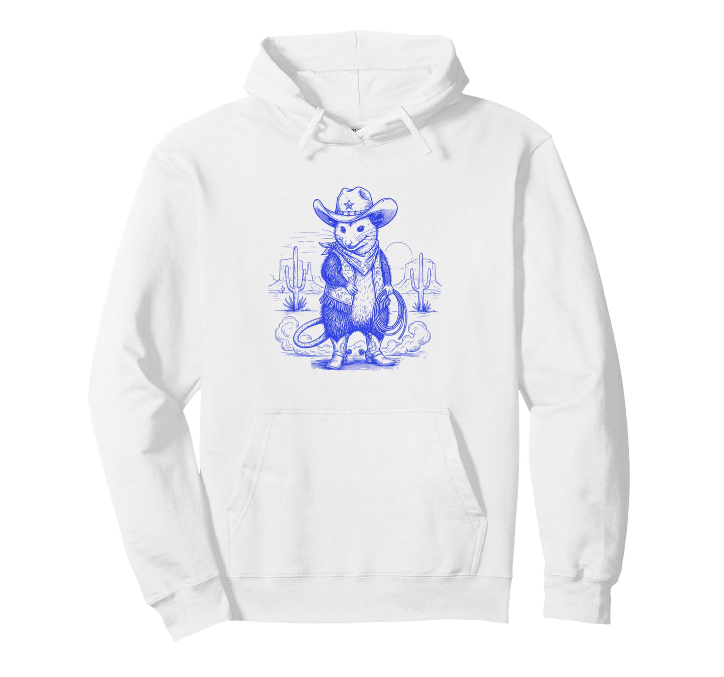 Funny Opossum Western Cowboy Possum Hoodie - Aesthetic Graphic for Adults - T-Shirt, Sweatshirt, Hoodie