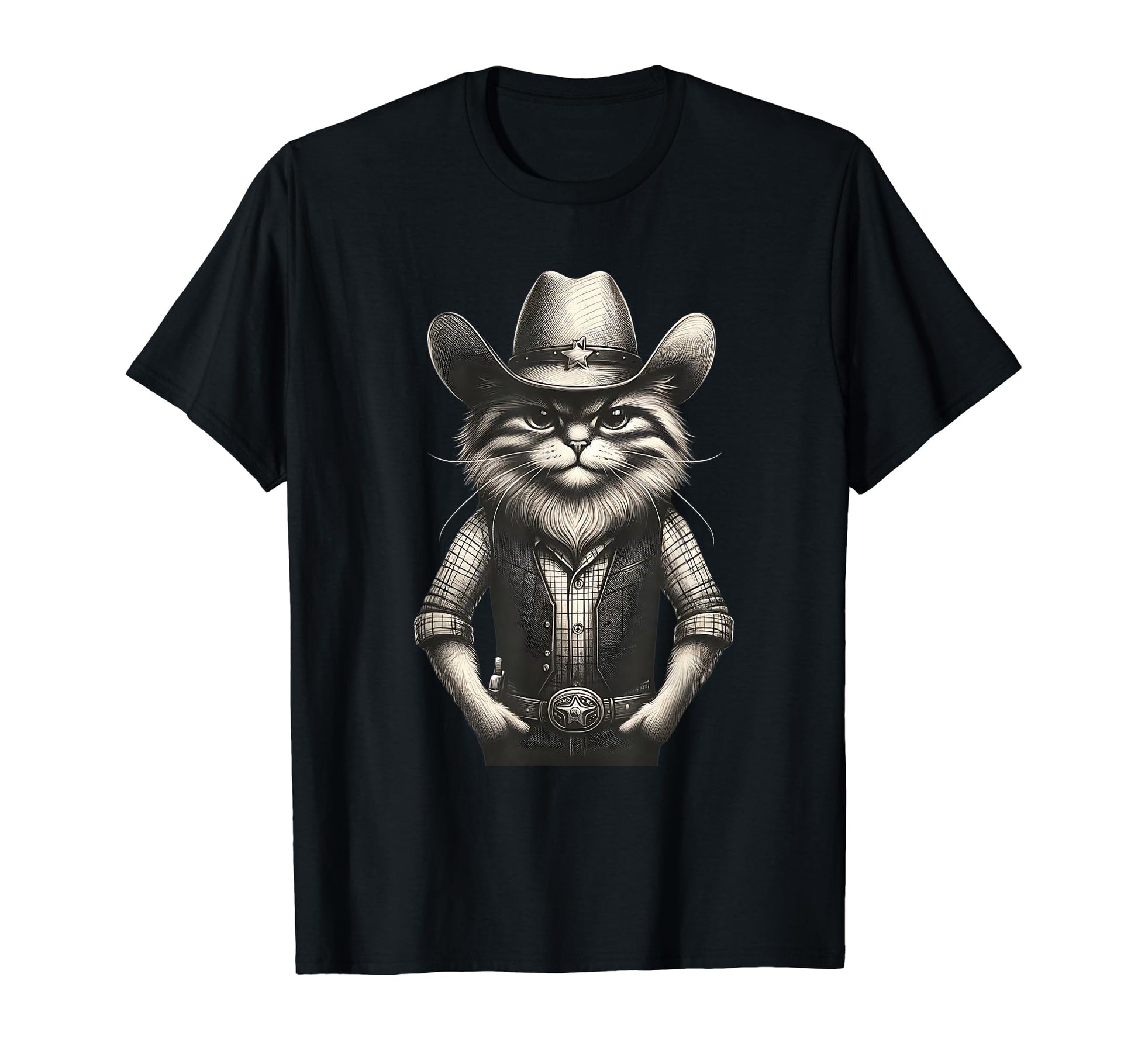 Meowdy Funny Cat Wearing Cowboy Hat T-Shirt - Novelty Apparel Unisex - T-Shirt, Sweatshirt, Hoodie