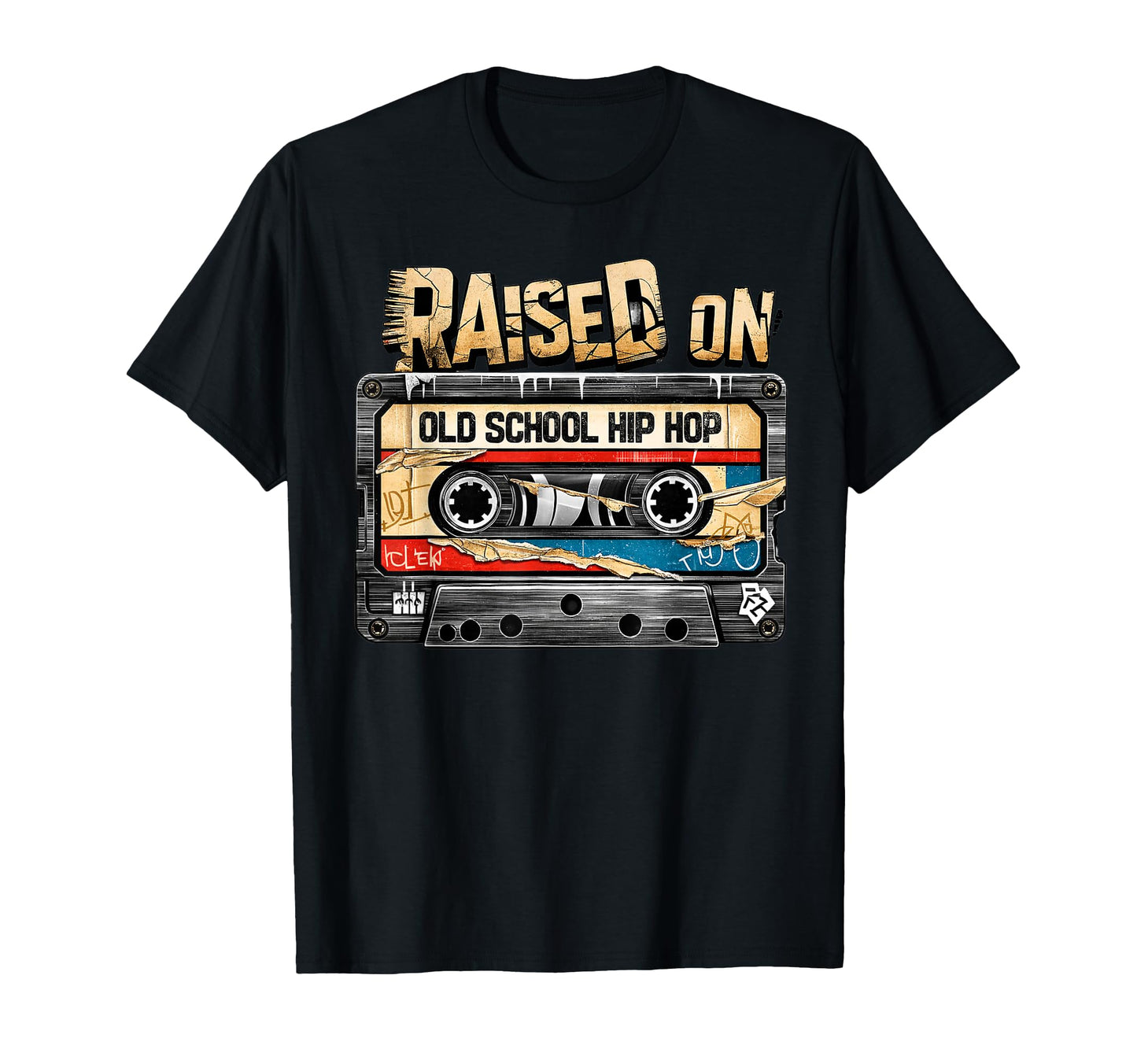 Raised Old School Hip Hop Cassette T-Shirt - Unique Graphic Unisex - T-Shirt, Sweatshirt, Hoodie