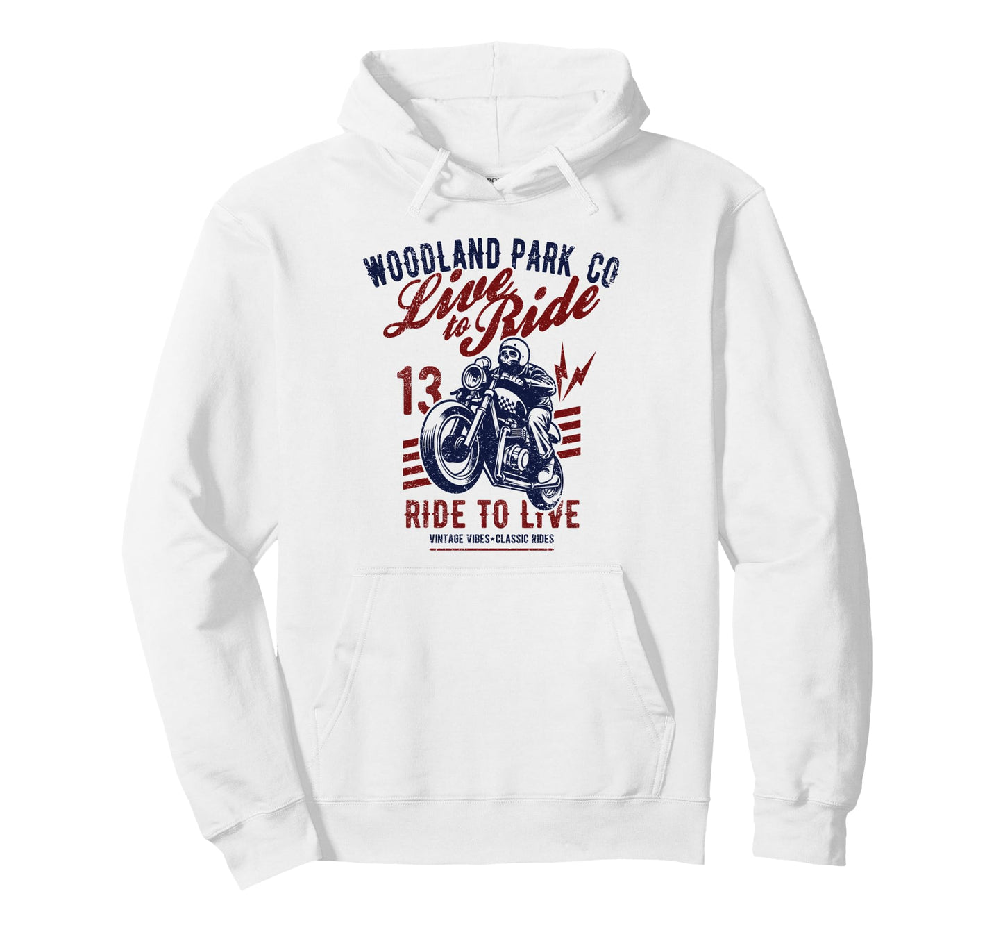 Woodland Park Colorado Motorcycle Hoodie - Aesthetic Graphic for Adults - T-Shirt, Sweatshirt, Hoodie