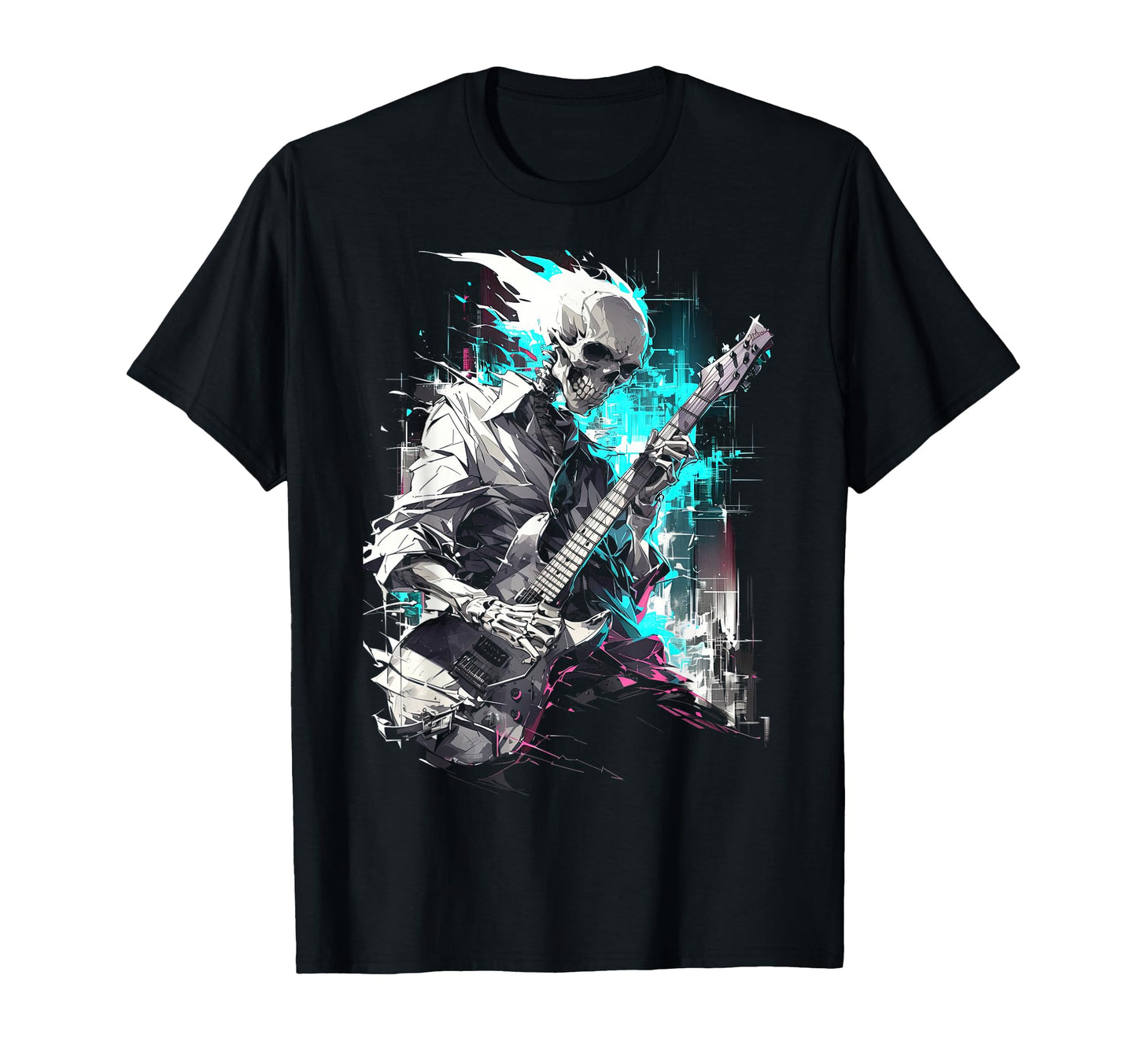 Skeleton Playing Guitar Rock Star T-Shirt - Aesthetic Graphic Unisex - T-Shirt, Sweatshirt, Hoodie