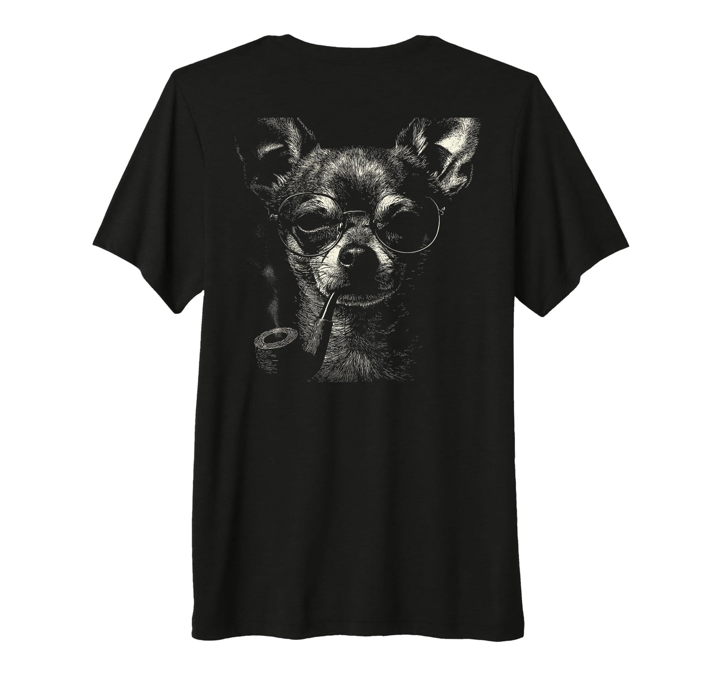 Chihuahua Smoking Pipe Glasses T-Shirt - Minimalist Print for Adults - T-Shirt, Sweatshirt, Hoodie