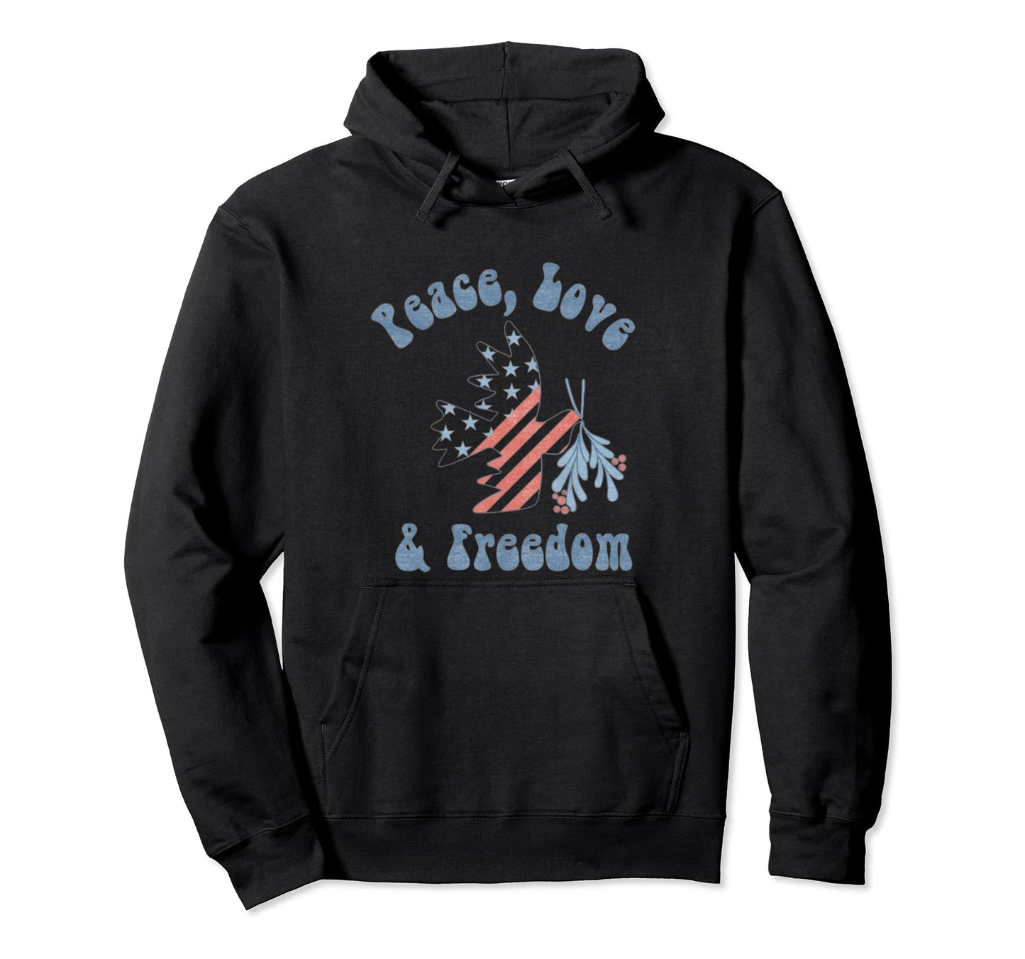 Peace Love Freedom Americana Hoodie - Trendy Graphic Unisex - T-Shirt, Sweatshirt, Hoodie