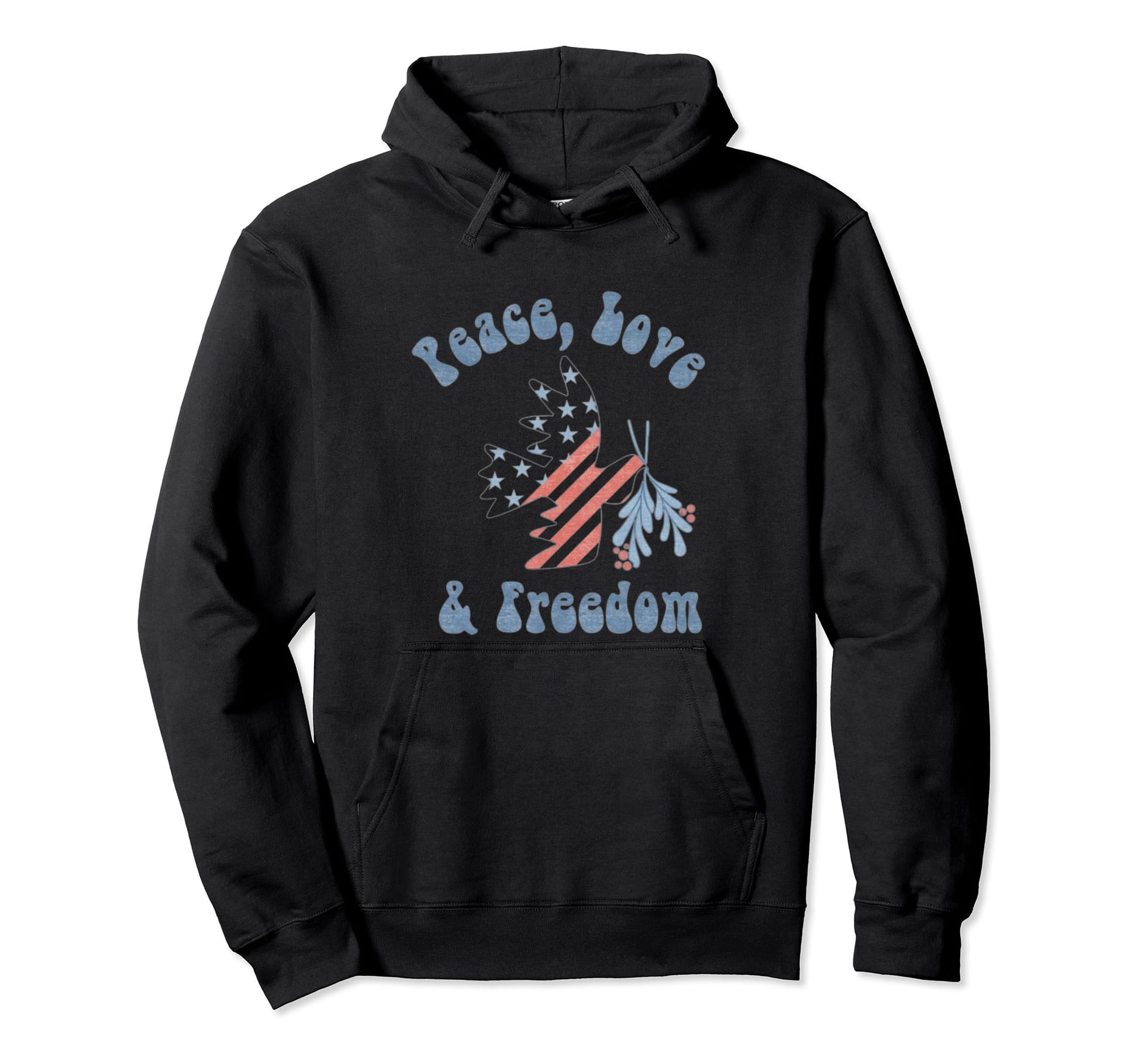 Peace Love Freedom Americana Hoodie - Trendy Graphic Unisex - T-Shirt, Sweatshirt, Hoodie