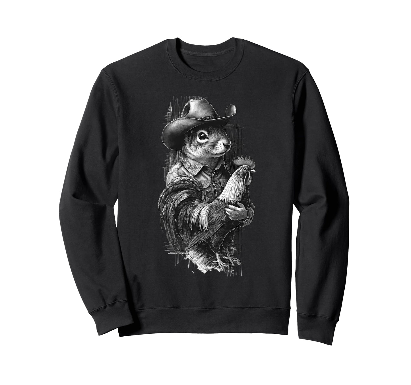 Country Cowboy Squirrel Rodeo Cowgirl Sweatshirt - Unique Graphic Unisex - T-Shirt, Sweatshirt, Hoodie