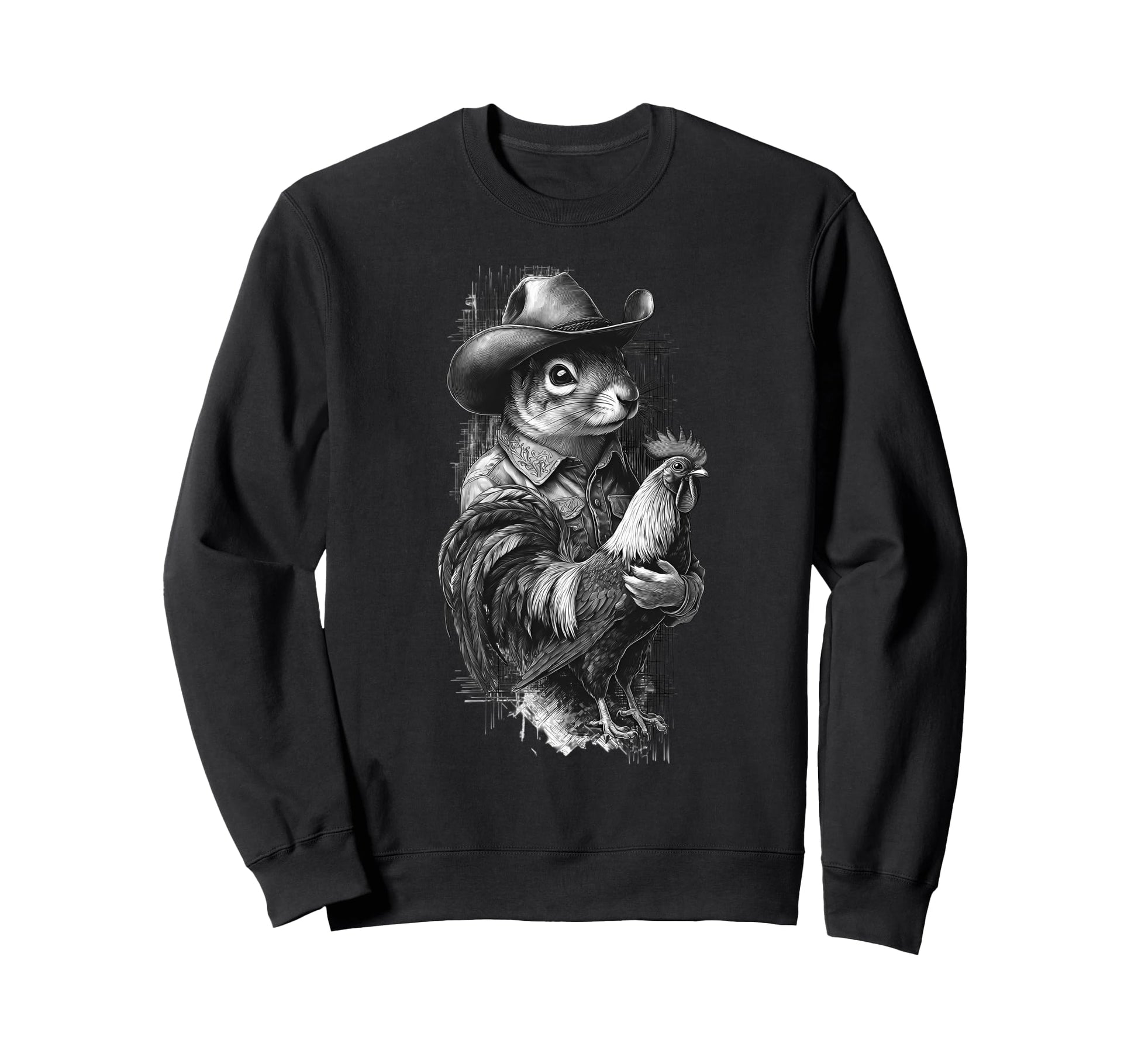 Country Cowboy Squirrel Rodeo Cowgirl Sweatshirt - Unique Graphic Unisex - T-Shirt, Sweatshirt, Hoodie