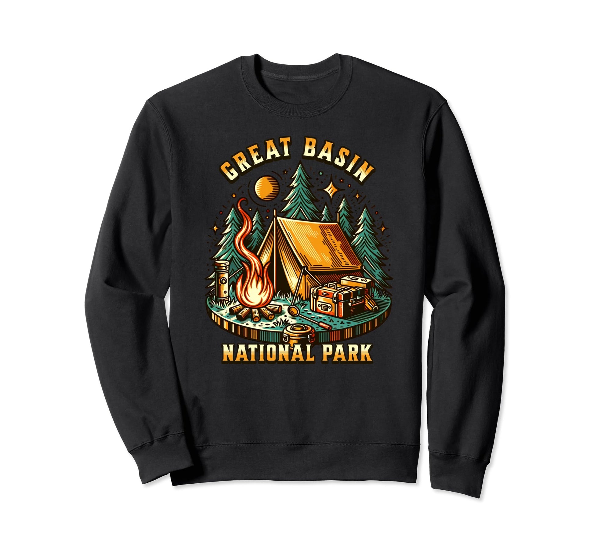 Camping Forest Tent Campfire Great Sweatshirt - Novelty Apparel Men Women - T-Shirt, Sweatshirt, Hoodie