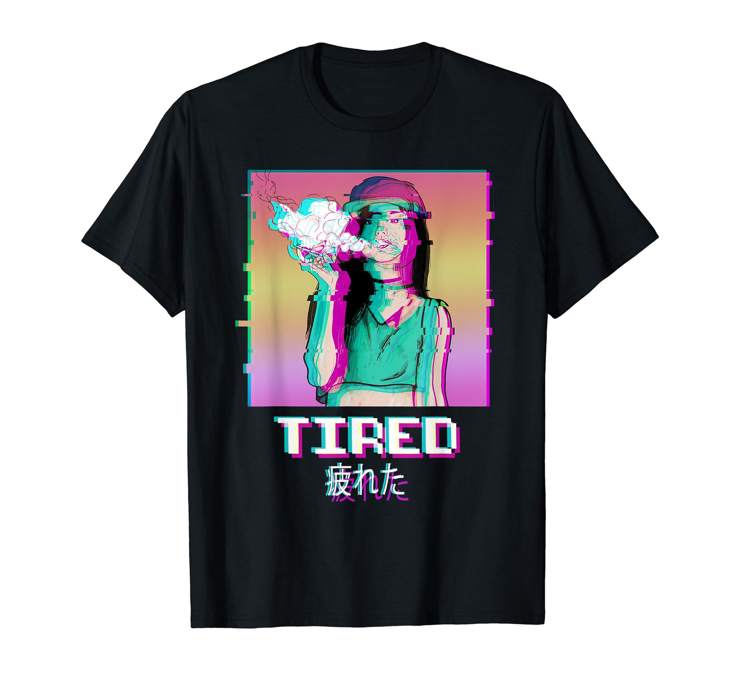 Tired Aesthetic Vaporwave Japan T-Shirt - Aesthetic Graphic Men Women - T-Shirt, Sweatshirt, Hoodie