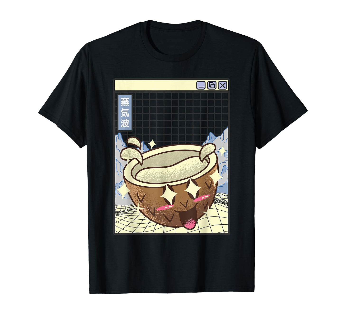 Coconut Kawaii Grid Vaporwave T-Shirt - Fun Novelty Design Men Women - T-Shirt, Sweatshirt, Hoodie