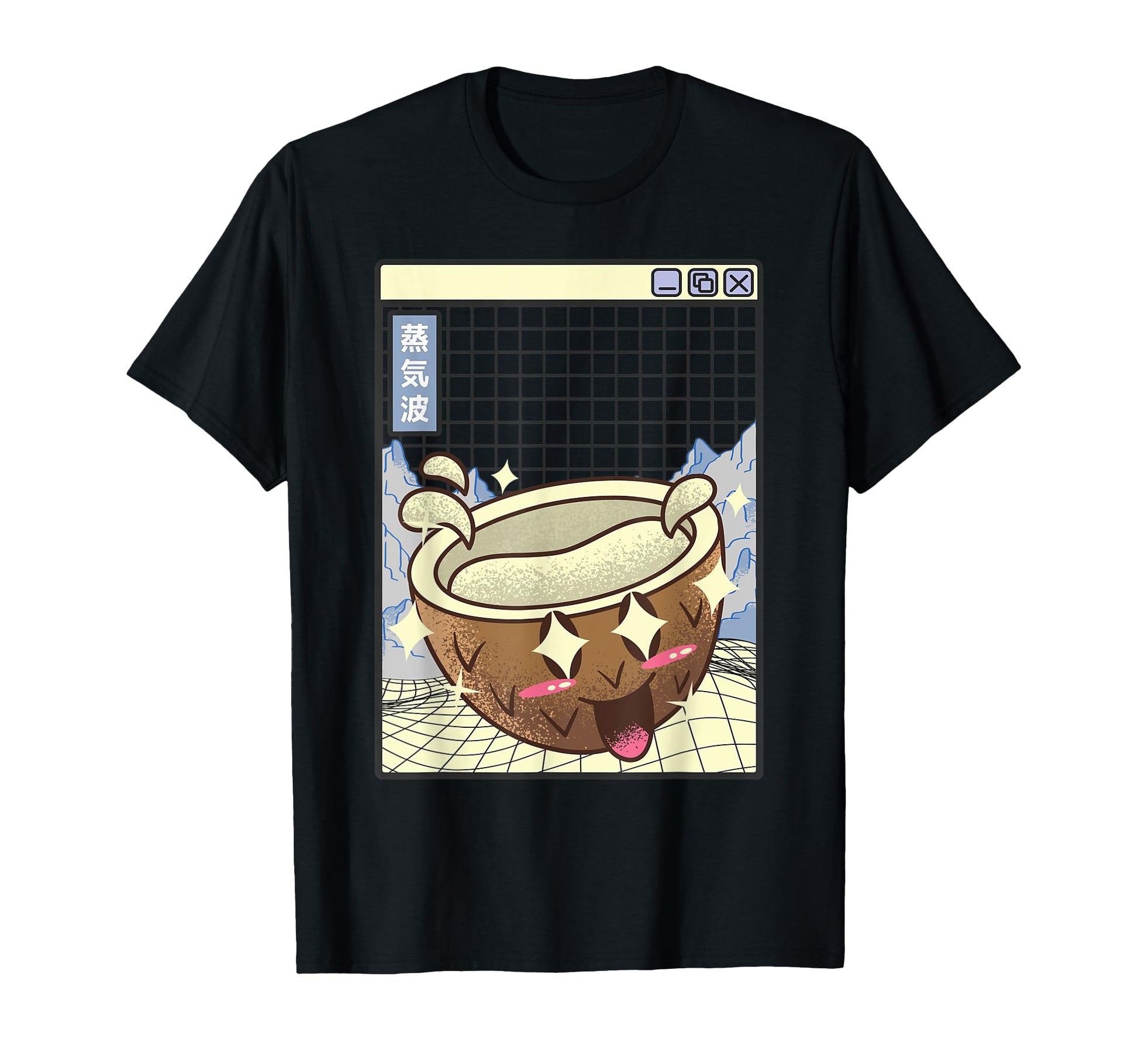 Coconut Kawaii Grid Vaporwave T-Shirt - Fun Novelty Design Men Women - T-Shirt, Sweatshirt, Hoodie