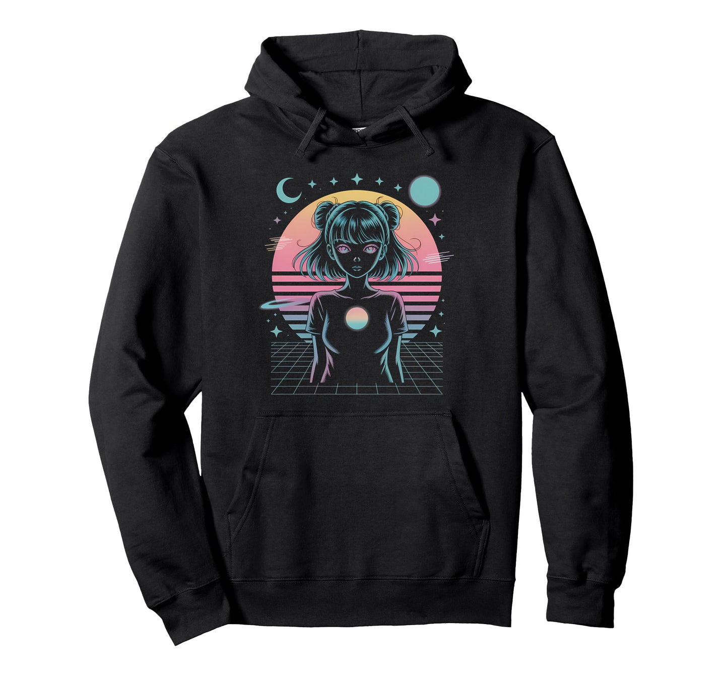 Anime Vaporwave Cosmic Kawaii Hoodie - Novelty Apparel for Adults - T-Shirt, Sweatshirt, Hoodie