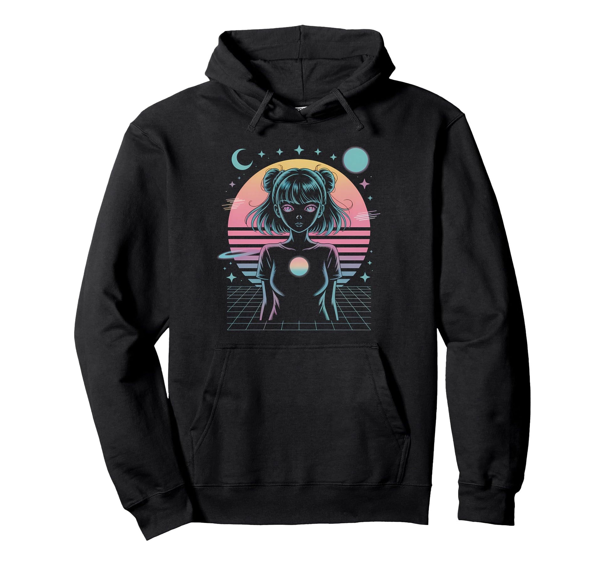 Anime Vaporwave Cosmic Kawaii Hoodie - Novelty Apparel for Adults - T-Shirt, Sweatshirt, Hoodie