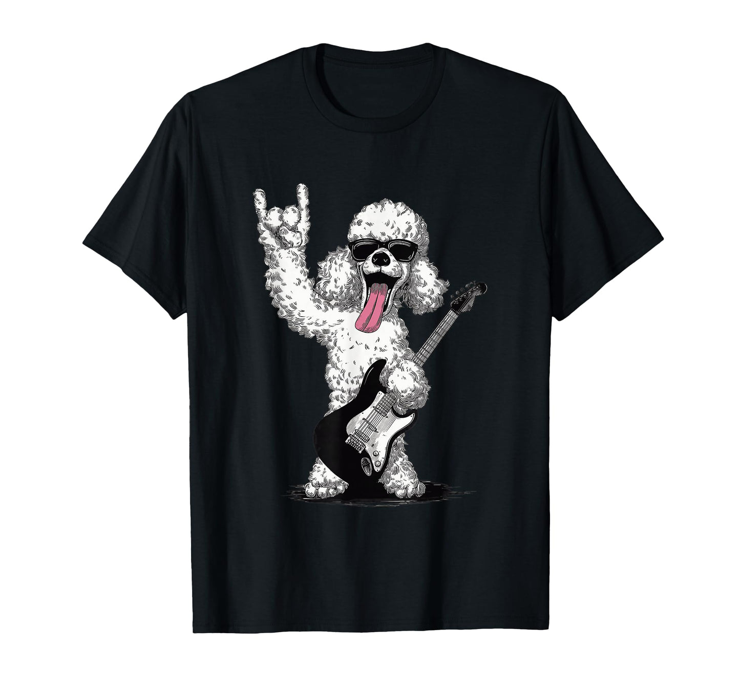 Rockstar Poodle Sunglasses Electric T-Shirt - Trendy Graphic Men Women - T-Shirt, Sweatshirt, Hoodie