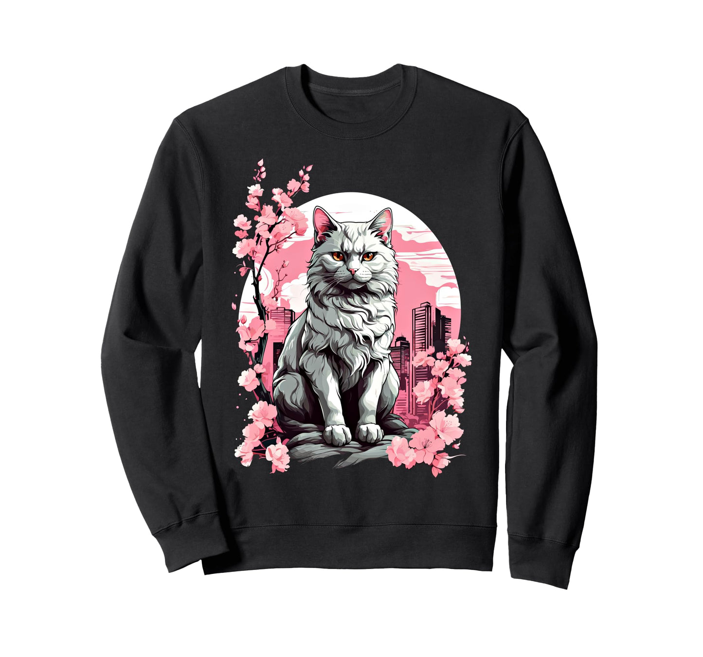 Anime Cat Japanese Vaporwave Sweatshirt - Streetwear Style for Adults - T-Shirt, Sweatshirt, Hoodie