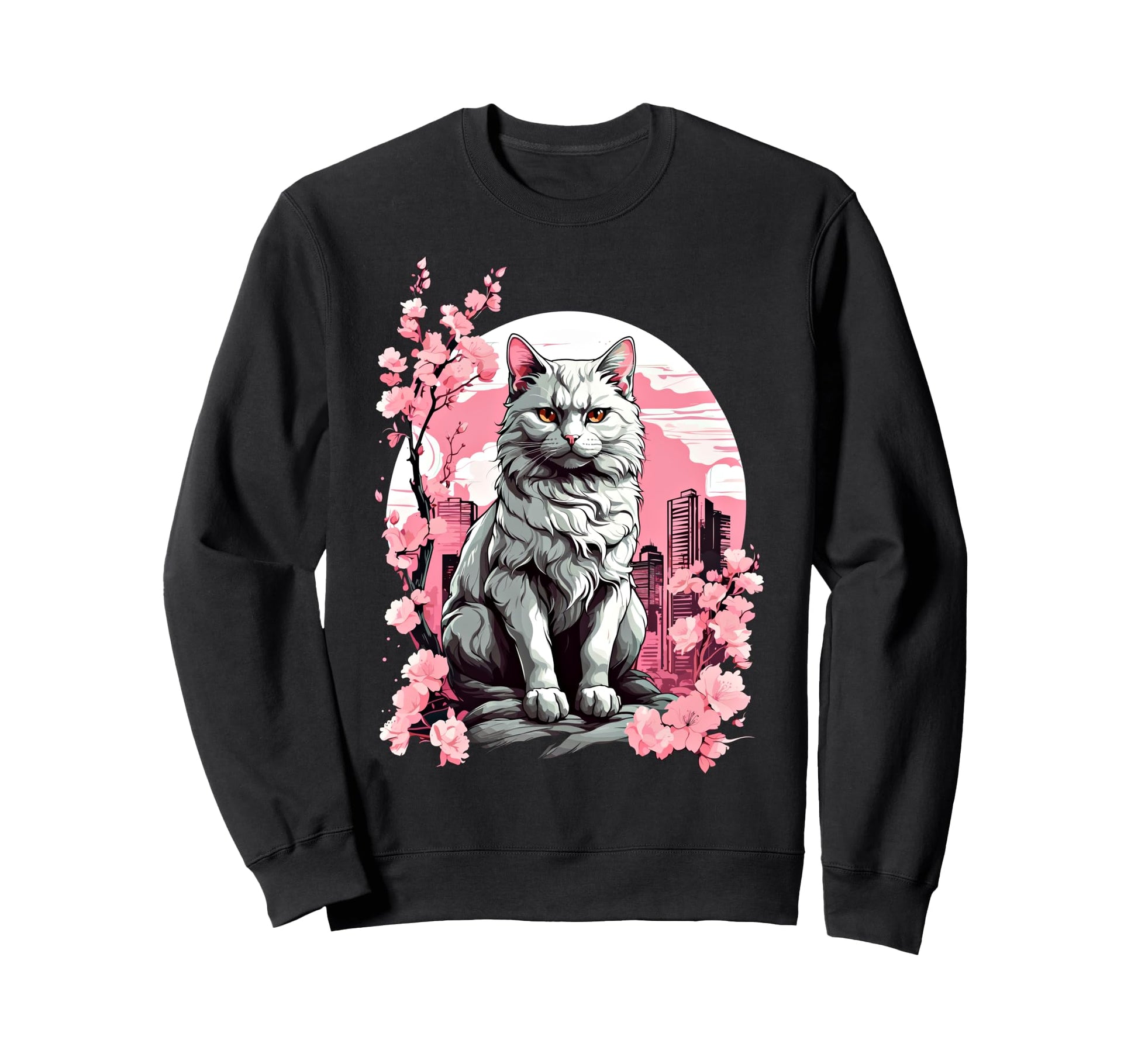Anime Cat Japanese Vaporwave Sweatshirt - Streetwear Style for Adults - T-Shirt, Sweatshirt, Hoodie