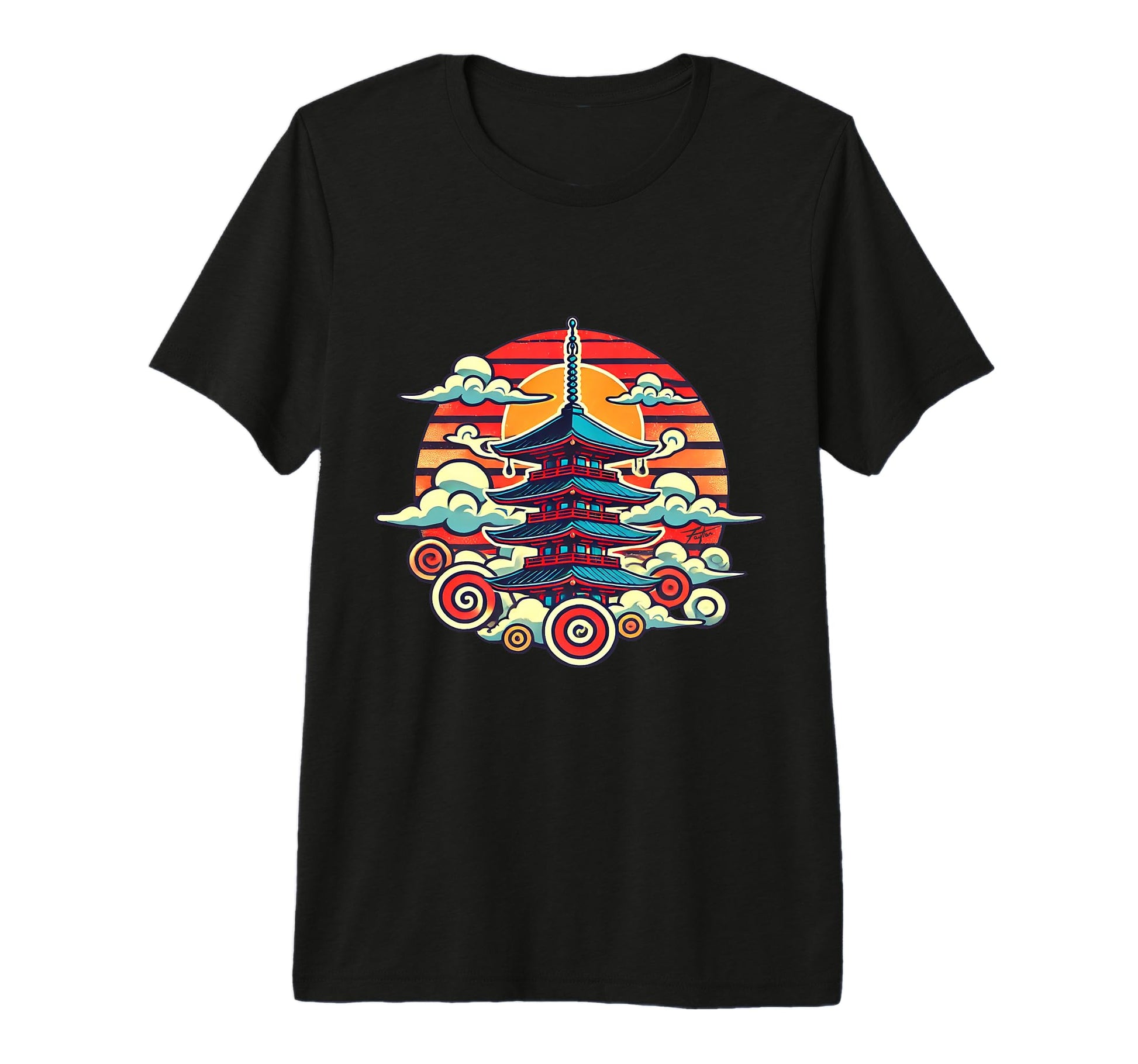 Japanese Sunset 90S Cyberpunk T-Shirt - Fun Novelty Design for Adults - T-Shirt, Sweatshirt, Hoodie