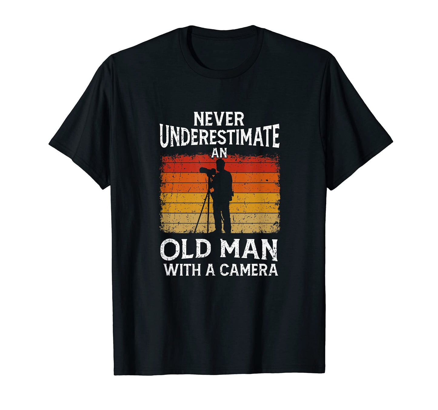 Mens Never Underestimate Old Camera T-Shirt - Trendy Graphic Unisex - T-Shirt, Sweatshirt, Hoodie