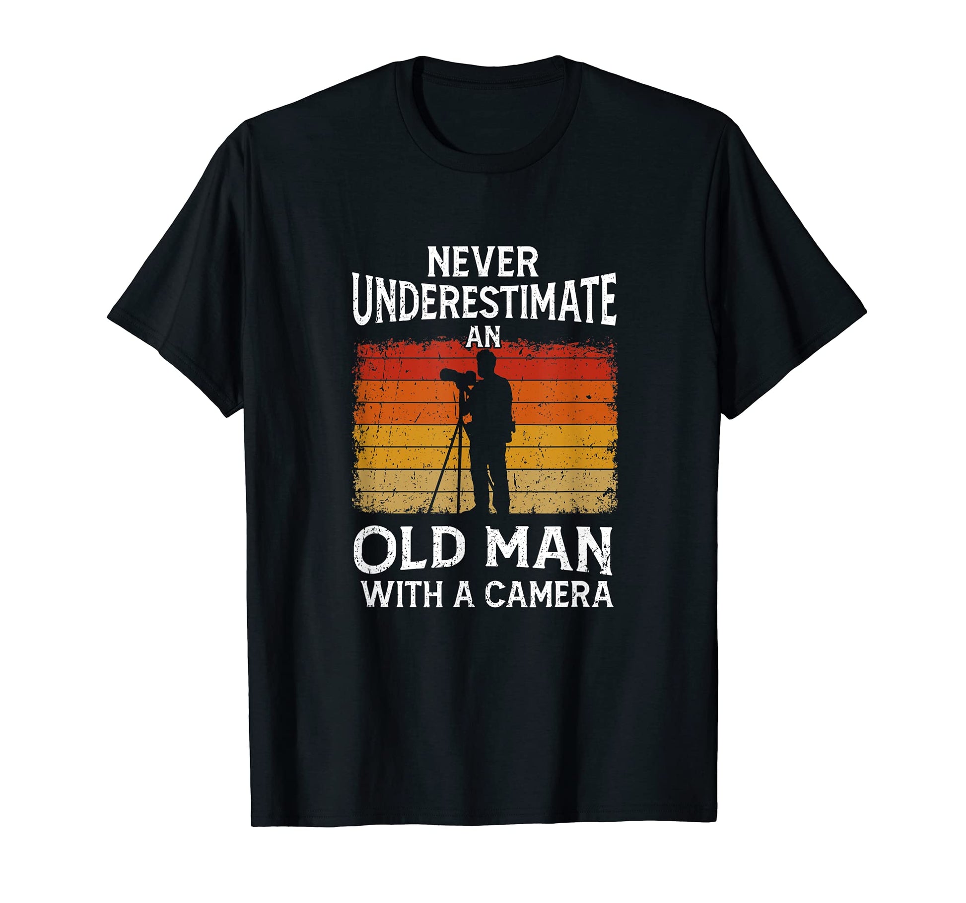 Mens Never Underestimate Old Camera T-Shirt - Trendy Graphic Unisex - T-Shirt, Sweatshirt, Hoodie