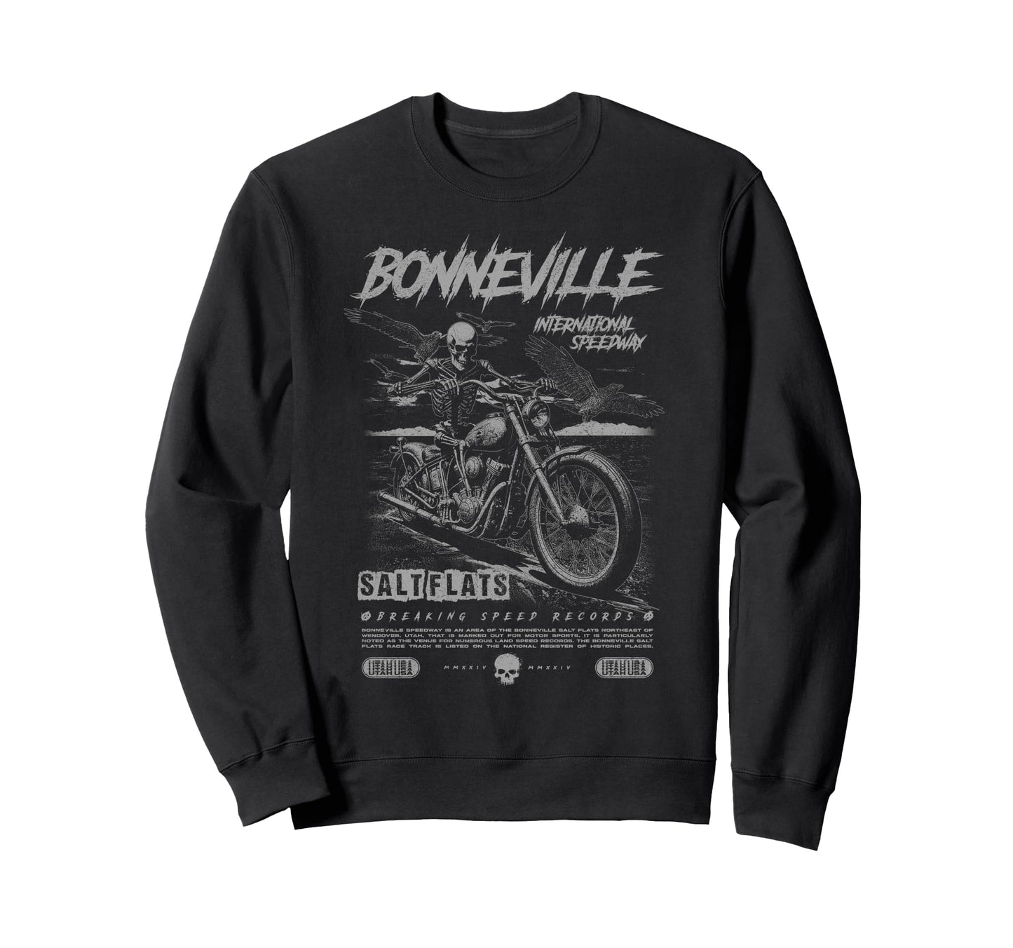 Bonneville Salt Flats Motorcycle Sweatshirt - Fun Novelty Design Unisex - T-Shirt, Sweatshirt, Hoodie
