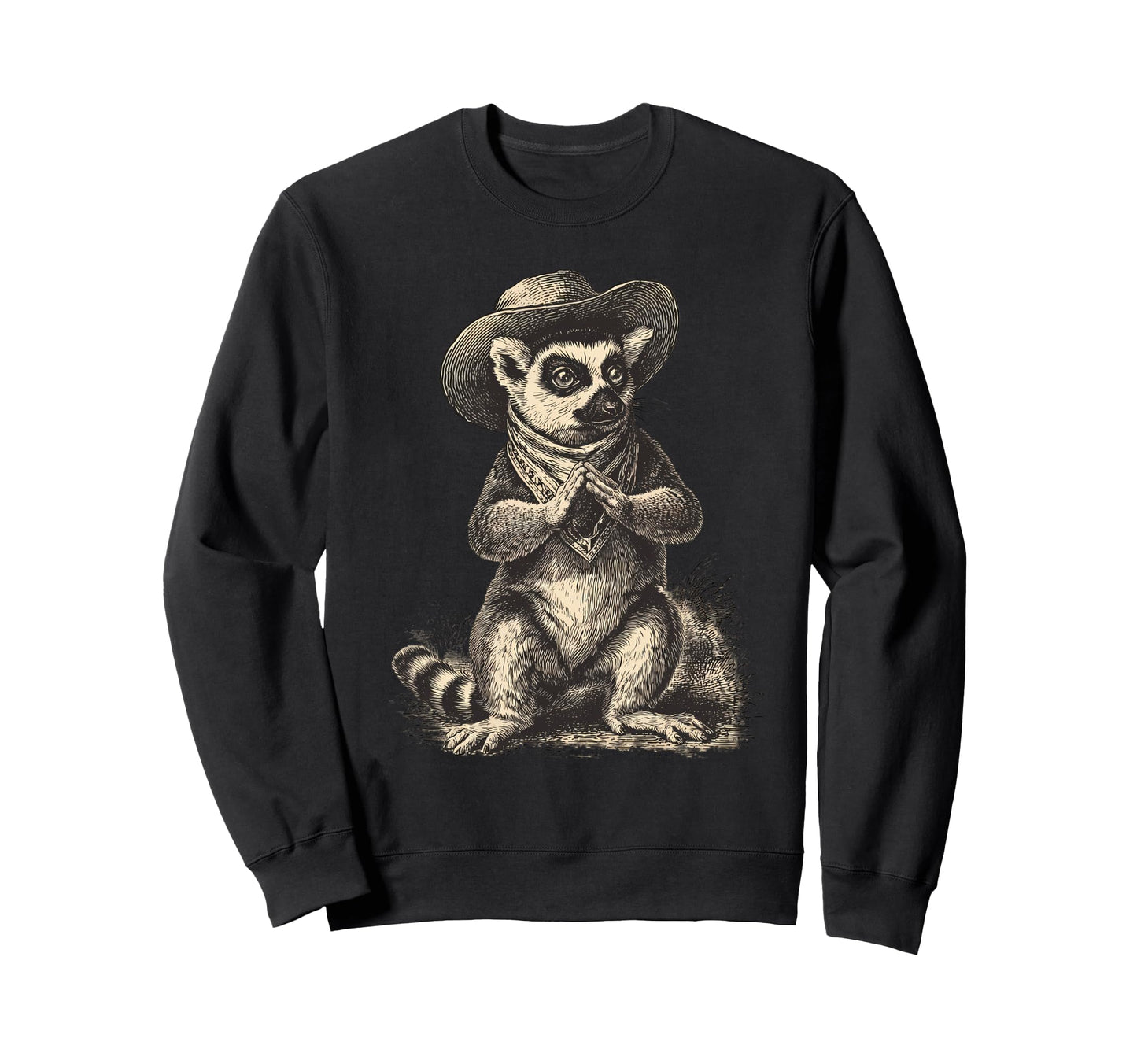Lemur Cowboy Rodeo Cowgirl Western Sweatshirt - Graphic Print for Adults - T-Shirt, Sweatshirt, Hoodie