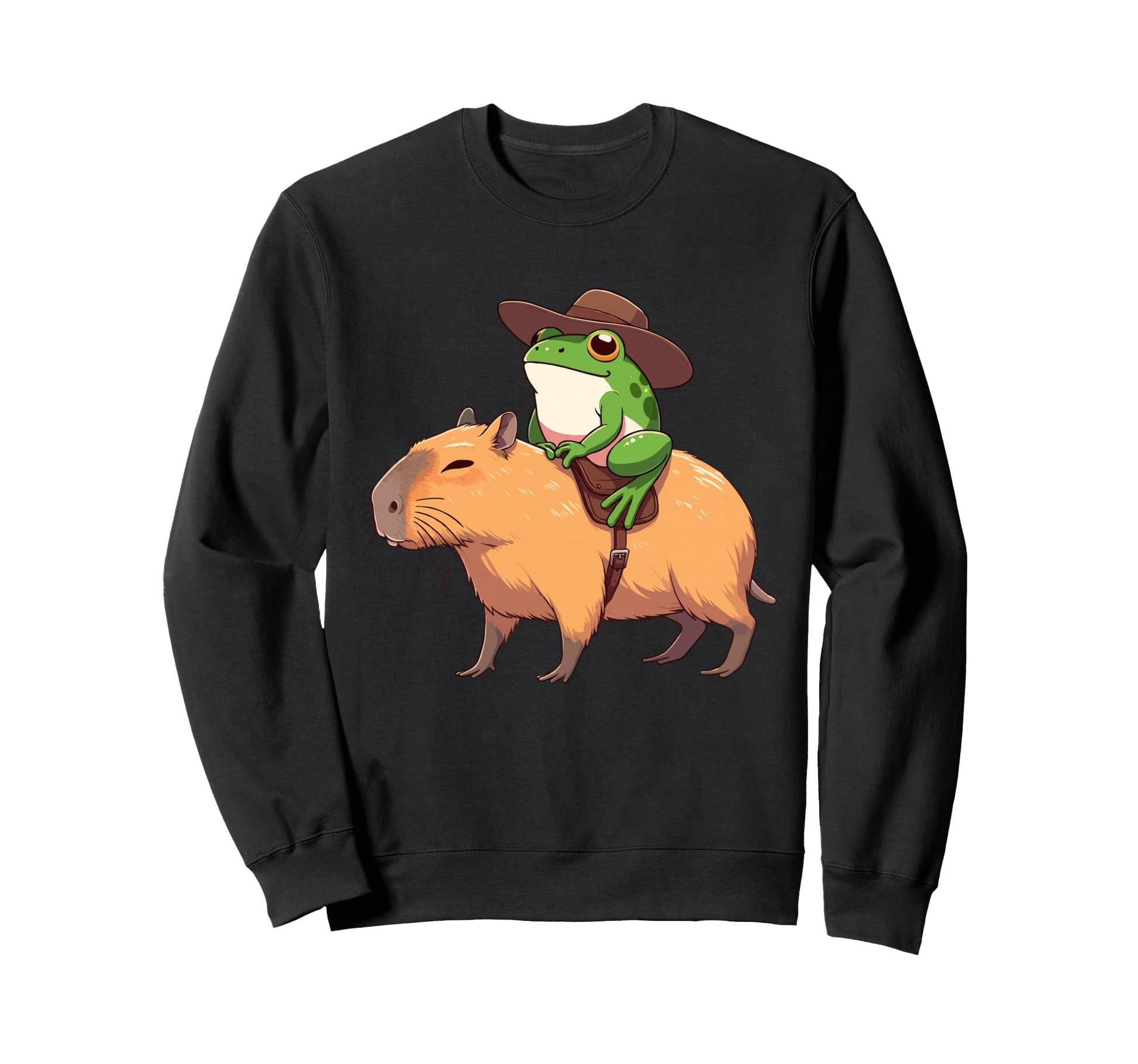 Frog Funny Cowboy Riding Capybara Sweatshirt - Trendy Graphic for Adults - T-Shirt, Sweatshirt, Hoodie