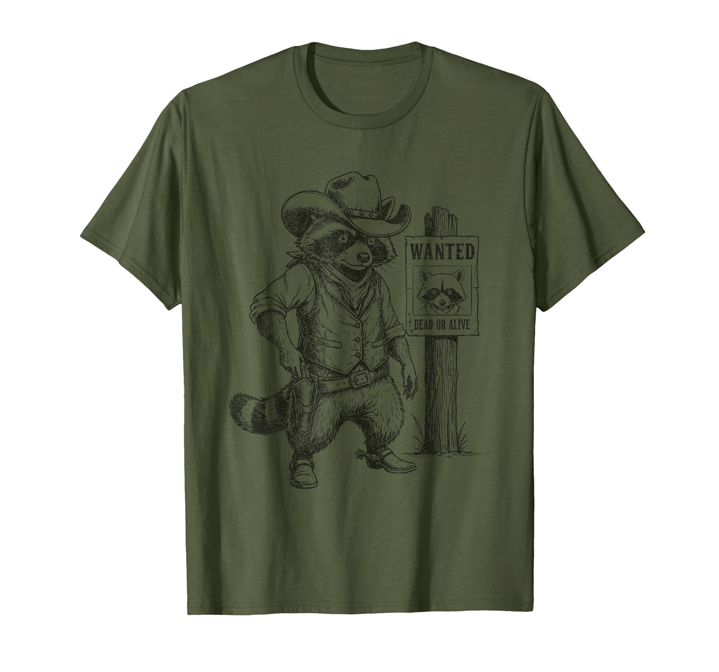 Raccoon Cowboy Western Outlaw T-Shirt - Fun Novelty Design Unisex - T-Shirt, Sweatshirt, Hoodie