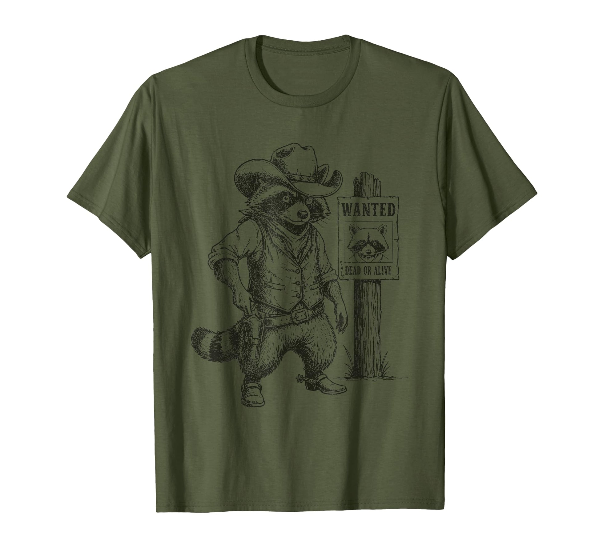 Raccoon Cowboy Western Outlaw T-Shirt - Fun Novelty Design Unisex - T-Shirt, Sweatshirt, Hoodie