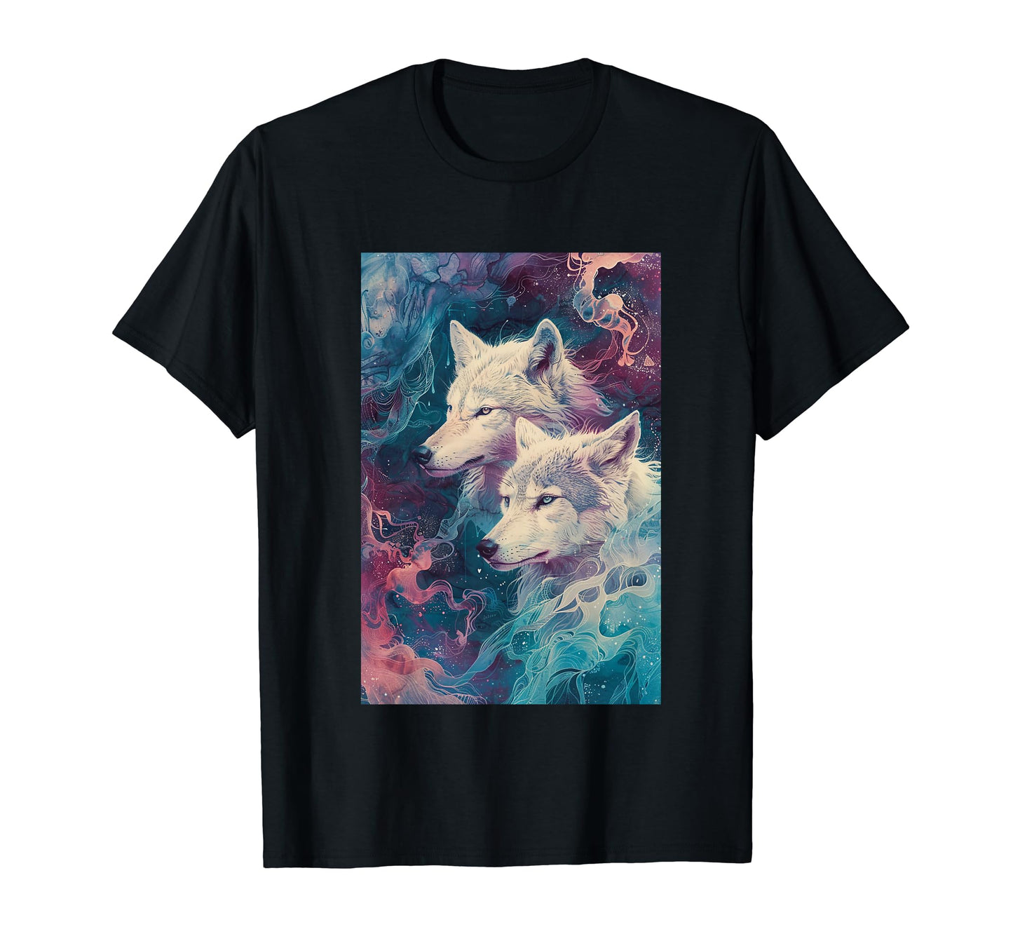 Boho Mystic Wolf Art T-Shirt - Aesthetic Graphic for Adults - T-Shirt, Sweatshirt, Hoodie