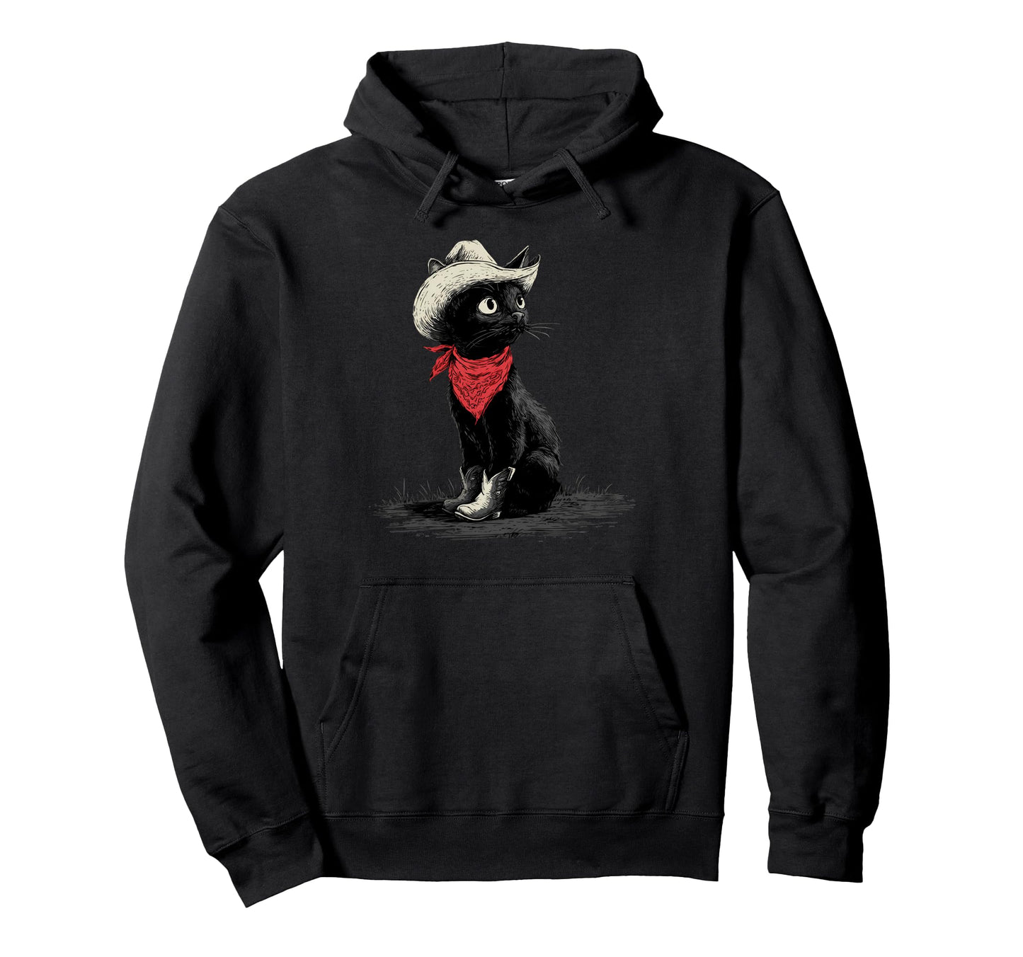 Cowboy Cat Western Country Cowgirl Hoodie - Minimalist Print for Adults - T-Shirt, Sweatshirt, Hoodie