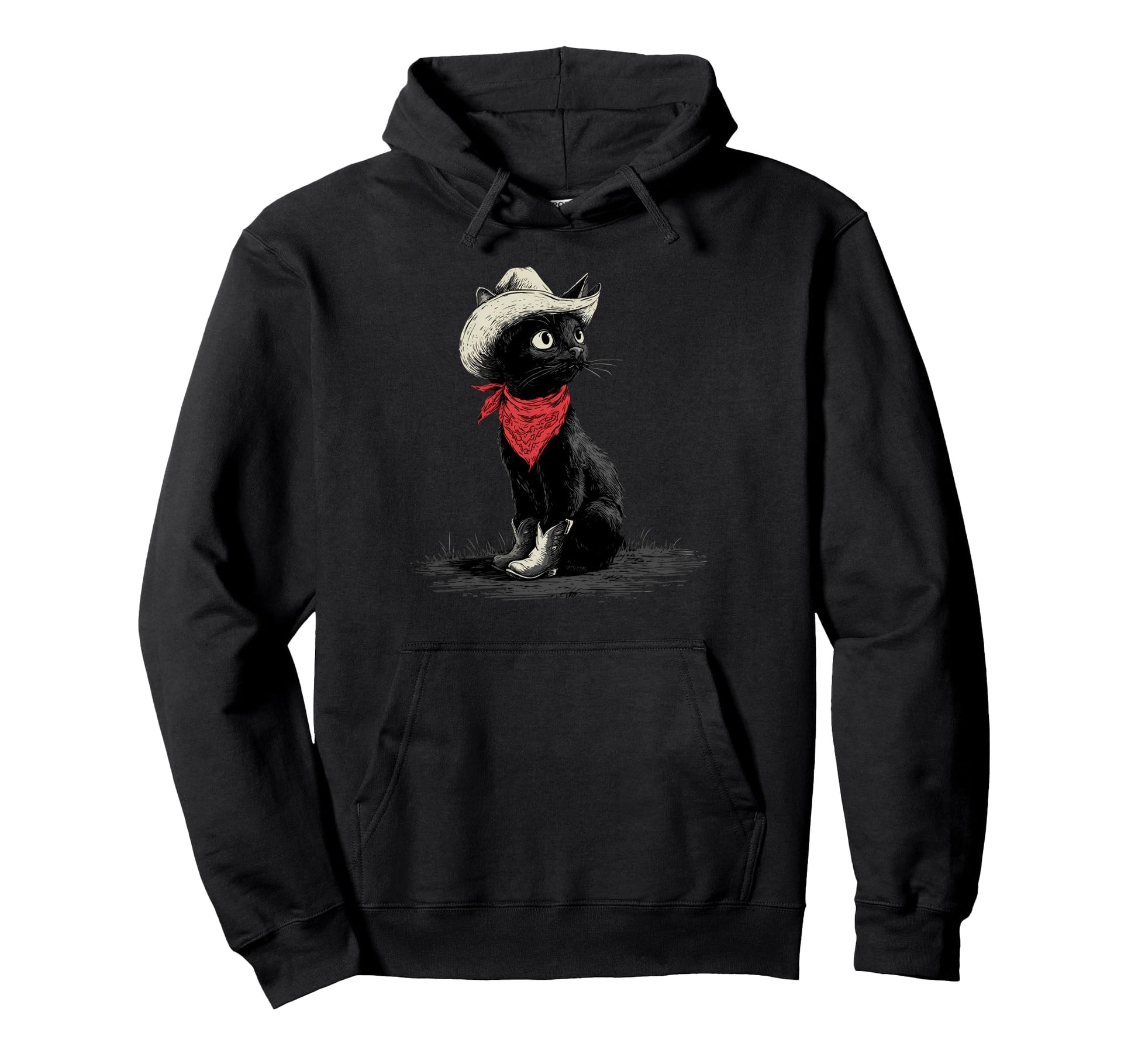 Cowboy Cat Western Country Cowgirl Hoodie - Minimalist Print for Adults - T-Shirt, Sweatshirt, Hoodie