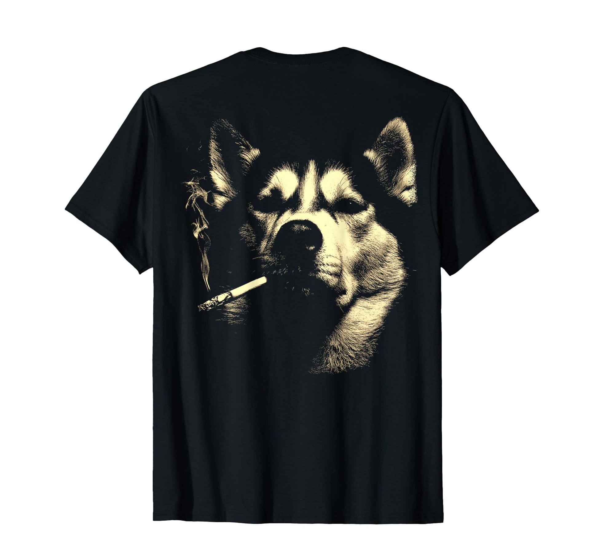 Siberian Husky Smoking Cigarette Grunge T-Shirt - Graphic Print for Adults - T-Shirt, Sweatshirt, Hoodie
