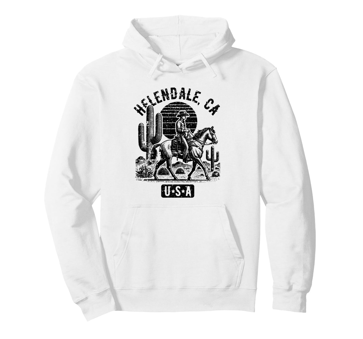 Helendale California Usa Cowboy Horse Hoodie - Graphic Print for Adults - T-Shirt, Sweatshirt, Hoodie