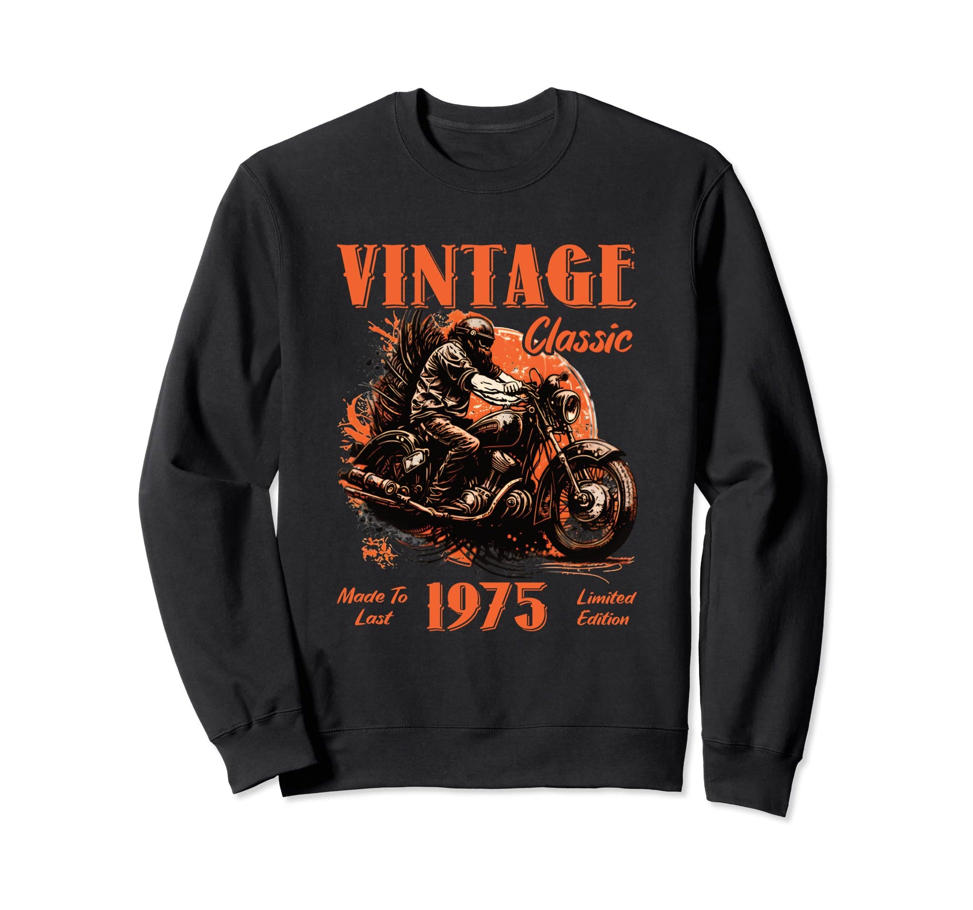 1975 Birthday Motorcycle Sweatshirt - Minimalist Print Unisex - T-Shirt, Sweatshirt, Hoodie
