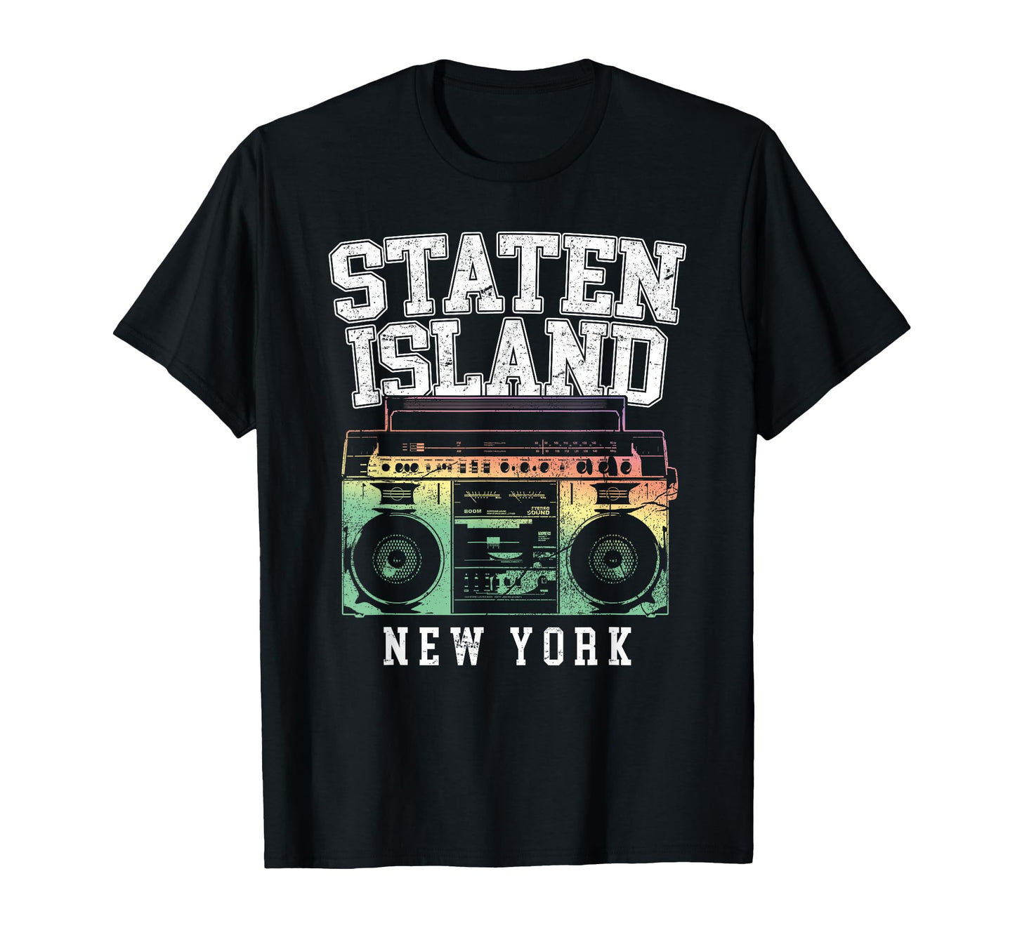 Staten Island New York Nyc Boombox Old T-Shirt - Graphic Print Unisex - T-Shirt, Sweatshirt, Hoodie