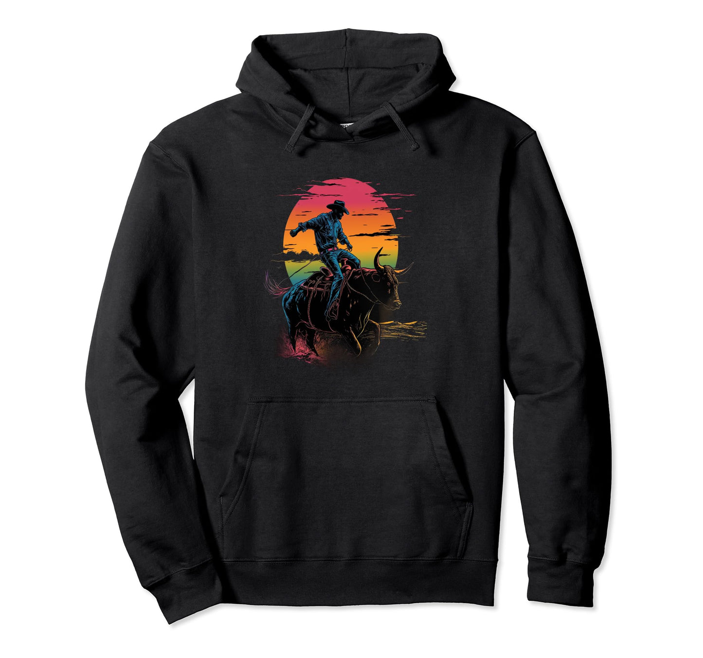 Bull Riding Rodeo Cowboy Bull Rider Hoodie - Custom Art Print Men Women - T-Shirt, Sweatshirt, Hoodie