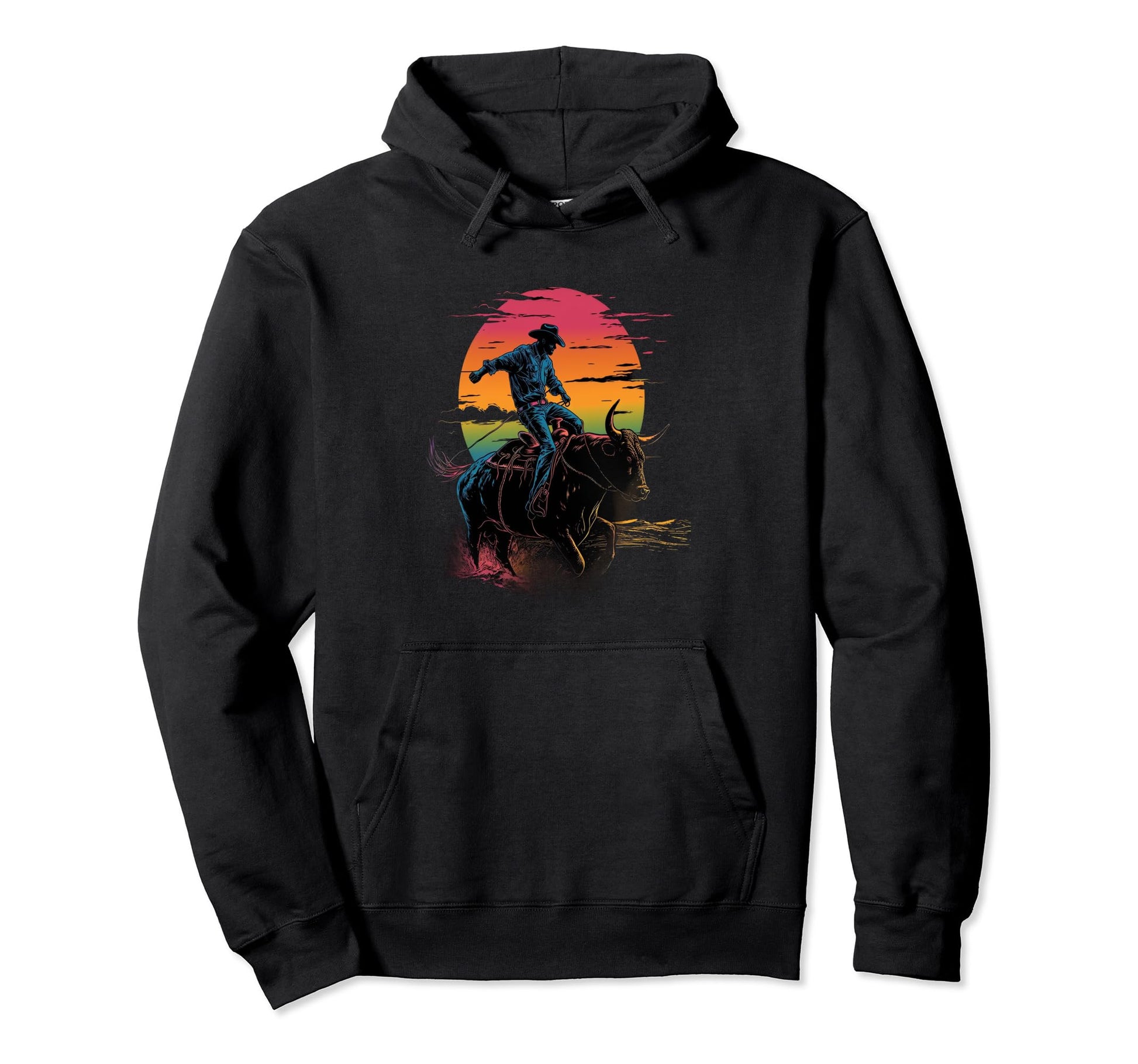 Bull Riding Rodeo Cowboy Bull Rider Hoodie - Custom Art Print Men Women - T-Shirt, Sweatshirt, Hoodie
