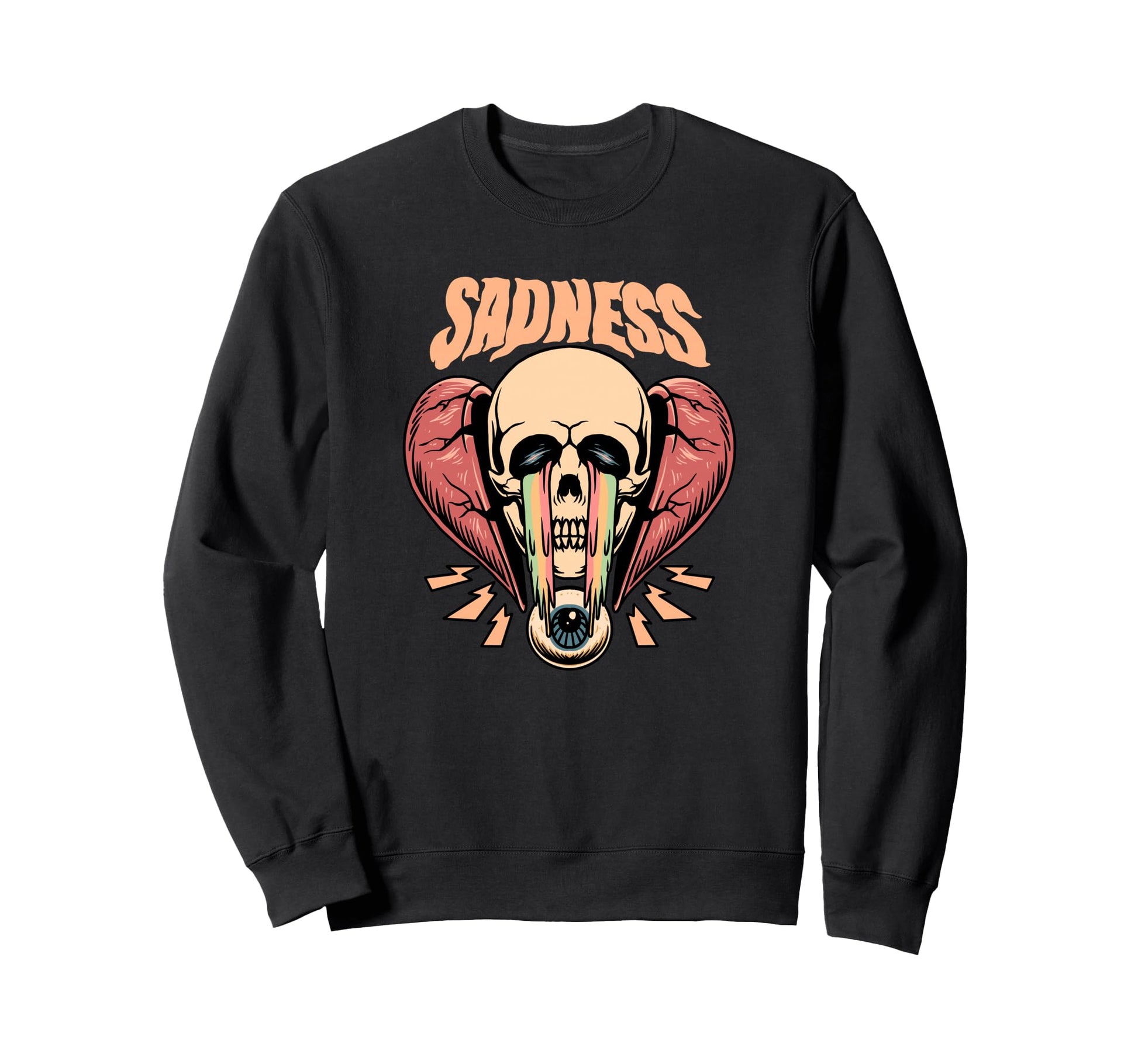 Sadness Crying Skull Aesthetic Edgy Sweatshirt - Unique Graphic Men Women - T-Shirt, Sweatshirt, Hoodie