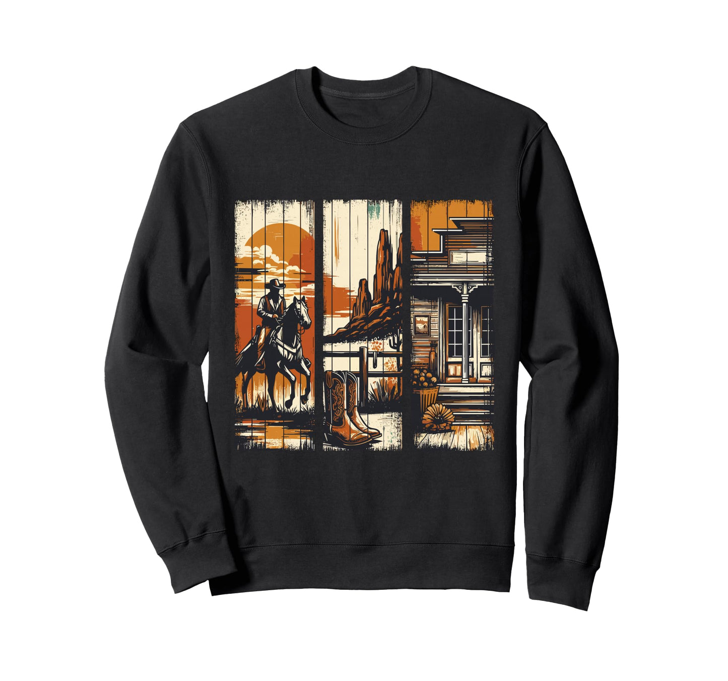 Cowboy Western Land Rodeo Horse Rider Sweatshirt - Unique Graphic Unisex - T-Shirt, Sweatshirt, Hoodie
