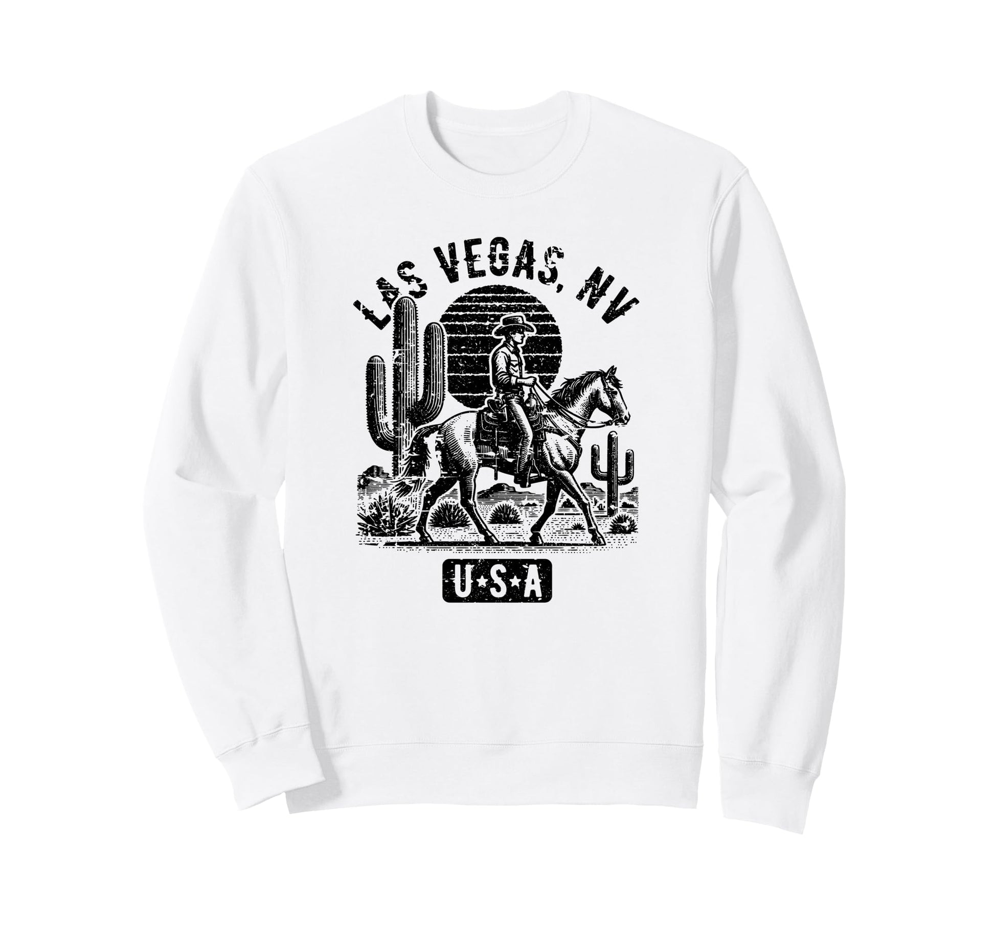 Las Vegas Nevada Usa Cowboy Horse Sweatshirt - Custom Art Print Men Women - T-Shirt, Sweatshirt, Hoodie