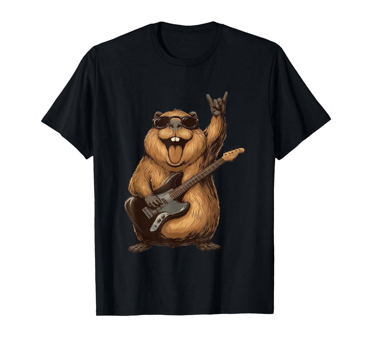 Funny Rock Beaver Guitar Player T-Shirt - Novelty Apparel Men Women - T-Shirt, Sweatshirt, Hoodie