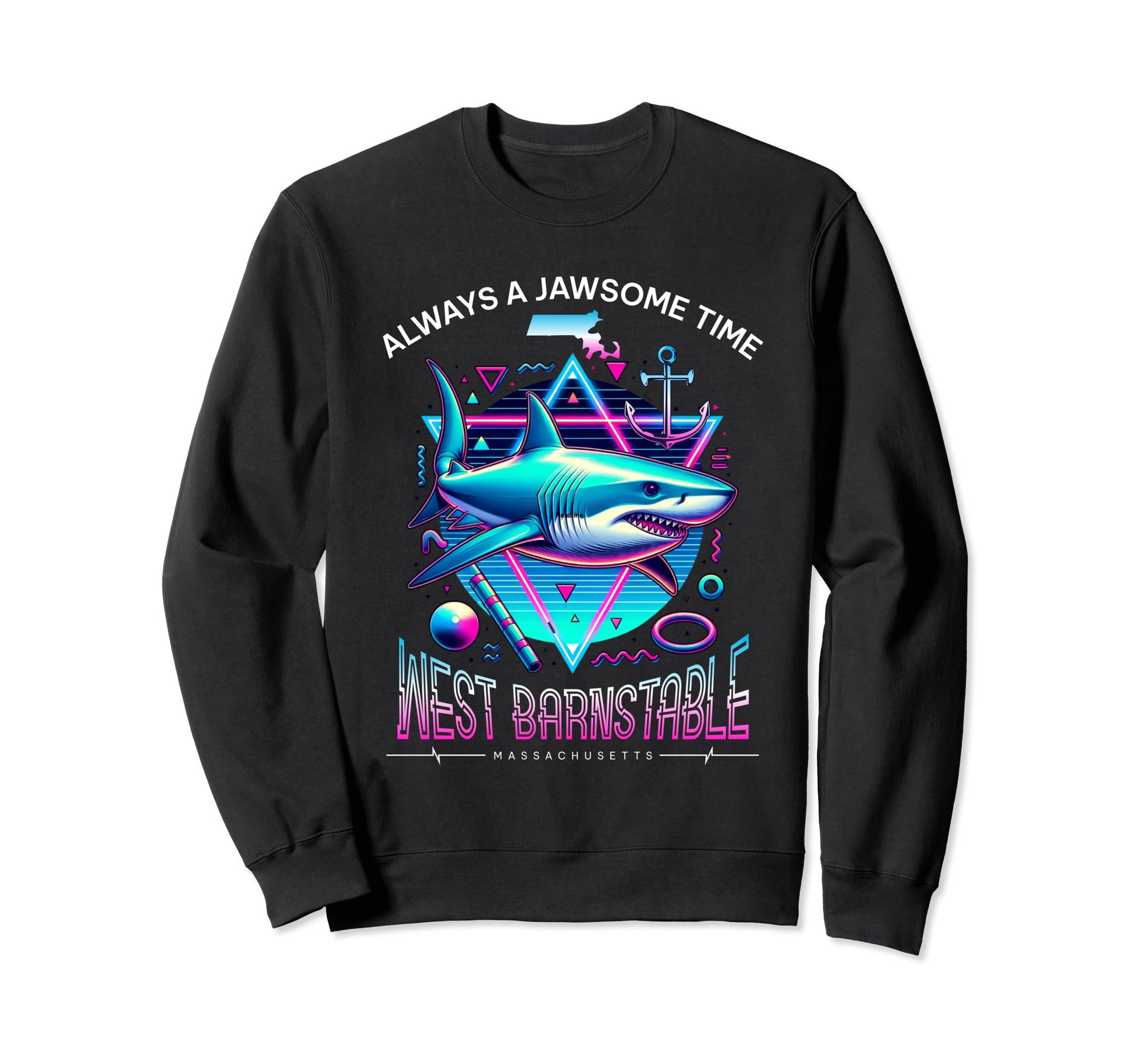 West Barnstable Ma Shark 80S Funny Sweatshirt - Unique Graphic Men Women - T-Shirt, Sweatshirt, Hoodie