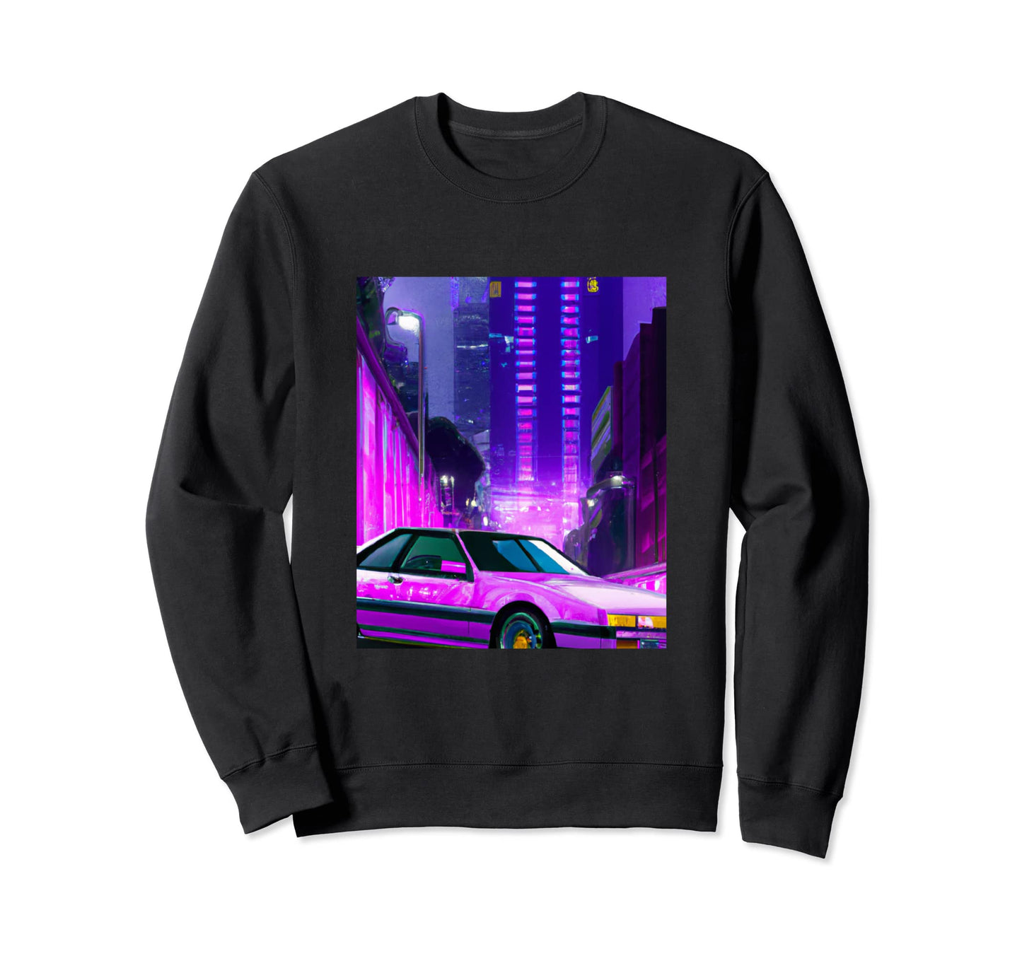 Vaporwave Aesthetic Synthwave City Sweatshirt - Unique Graphic Men Women - T-Shirt, Sweatshirt, Hoodie