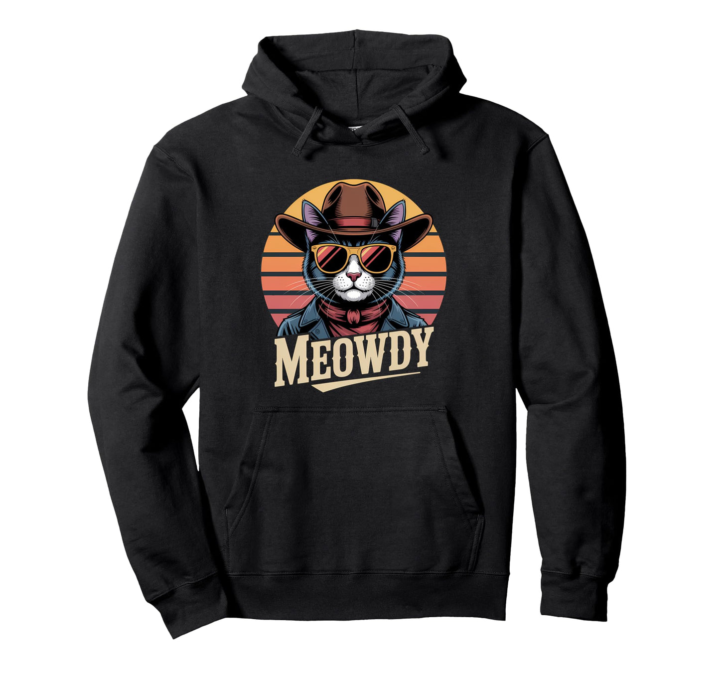 Meowdy Cat Funny Western Country Cowboy Hoodie - Graphic Print Men Women - T-Shirt, Sweatshirt, Hoodie