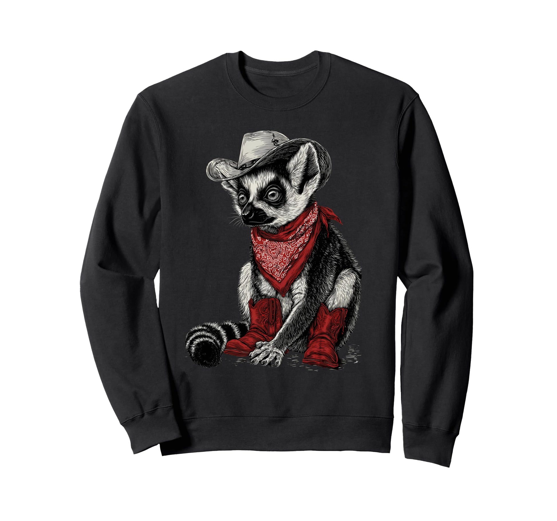 Country Cowboy Lemur Rodeo Cowgirl Sweatshirt - Unique Graphic Men Women - T-Shirt, Sweatshirt, Hoodie