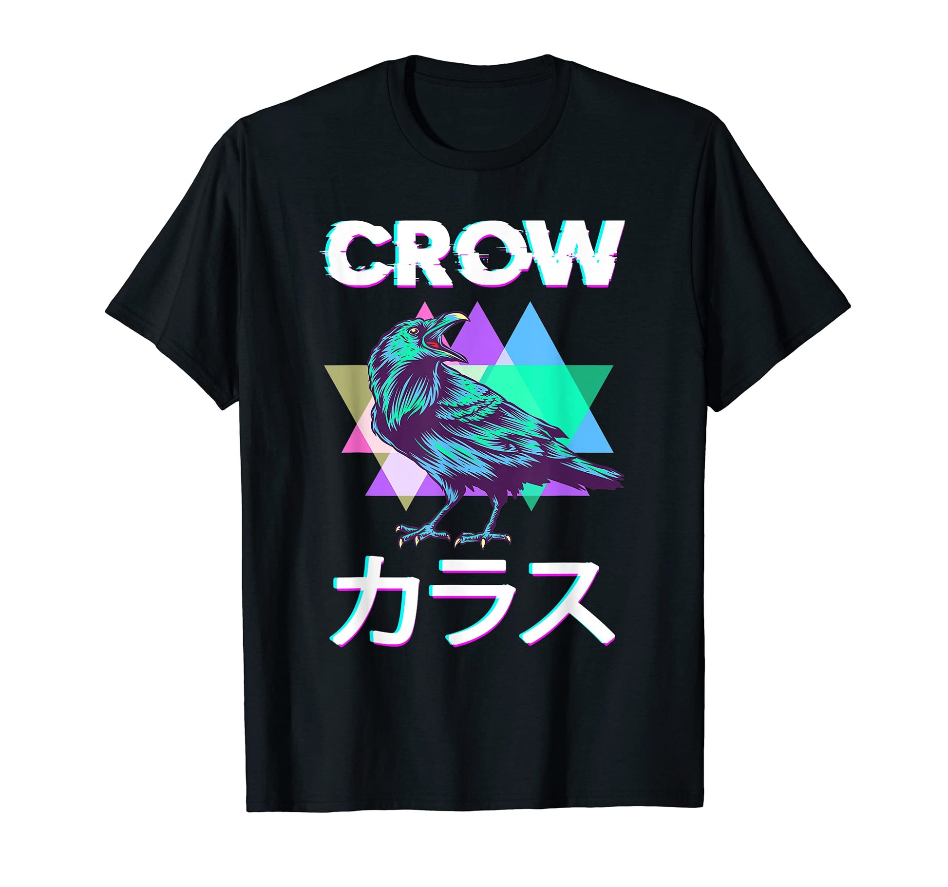Crow Japanese Vaporwave Kanji Raven T-Shirt - Unique Graphic Unisex - T-Shirt, Sweatshirt, Hoodie