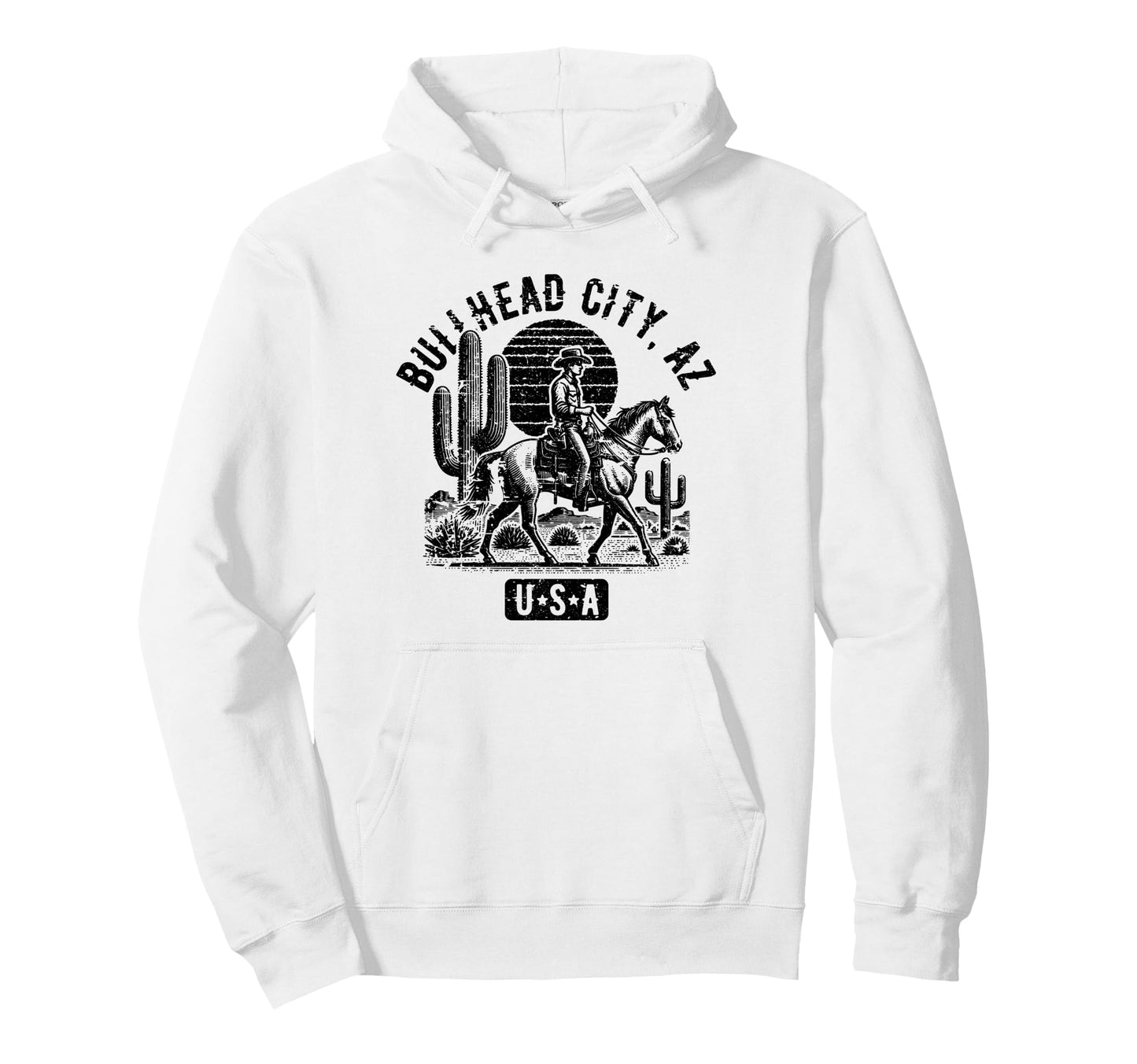 Bullhead City Arizona Usa Cowboy Horse Hoodie - Graphic Print for Adults - T-Shirt, Sweatshirt, Hoodie