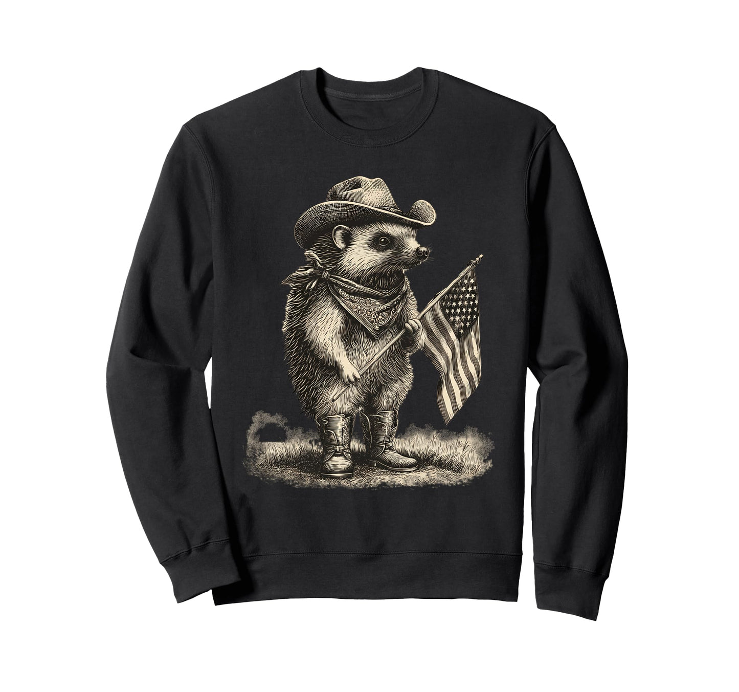 Country Cowboy Hedgehog Rodeo Cowgirl Sweatshirt - Custom Art Print Unisex - T-Shirt, Sweatshirt, Hoodie