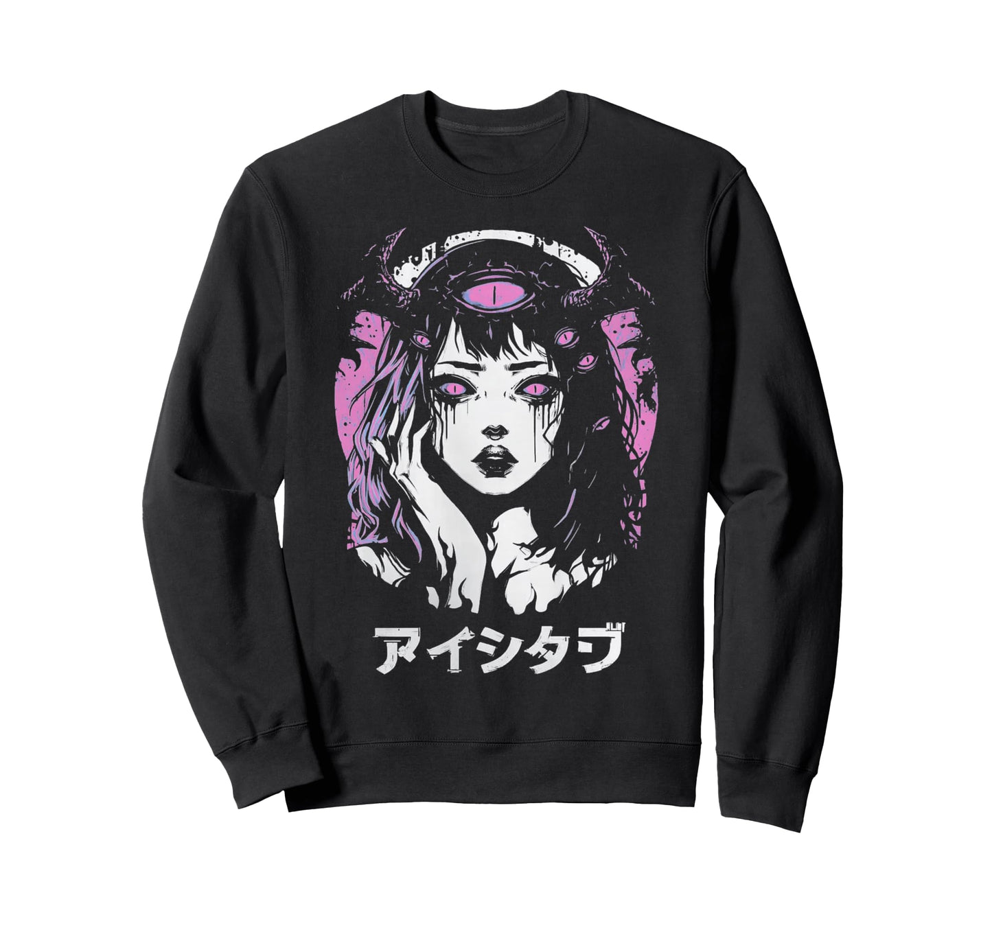 Goth Grunge Demon Anime Waifu Sweatshirt - Casual Everyday Wear Unisex - T-Shirt, Sweatshirt, Hoodie