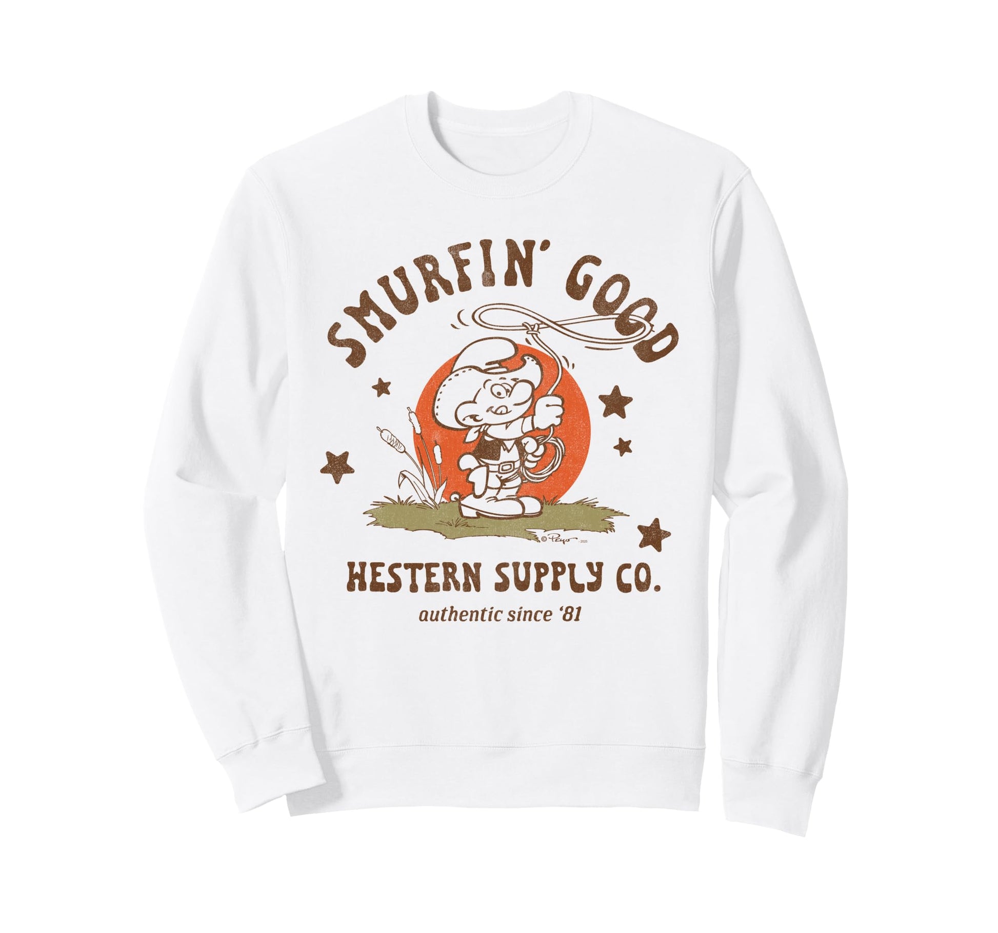 Smurfs Smurfin Good Western Supply Co Sweatshirt - Trendy Graphic Unisex - T-Shirt, Sweatshirt, Hoodie