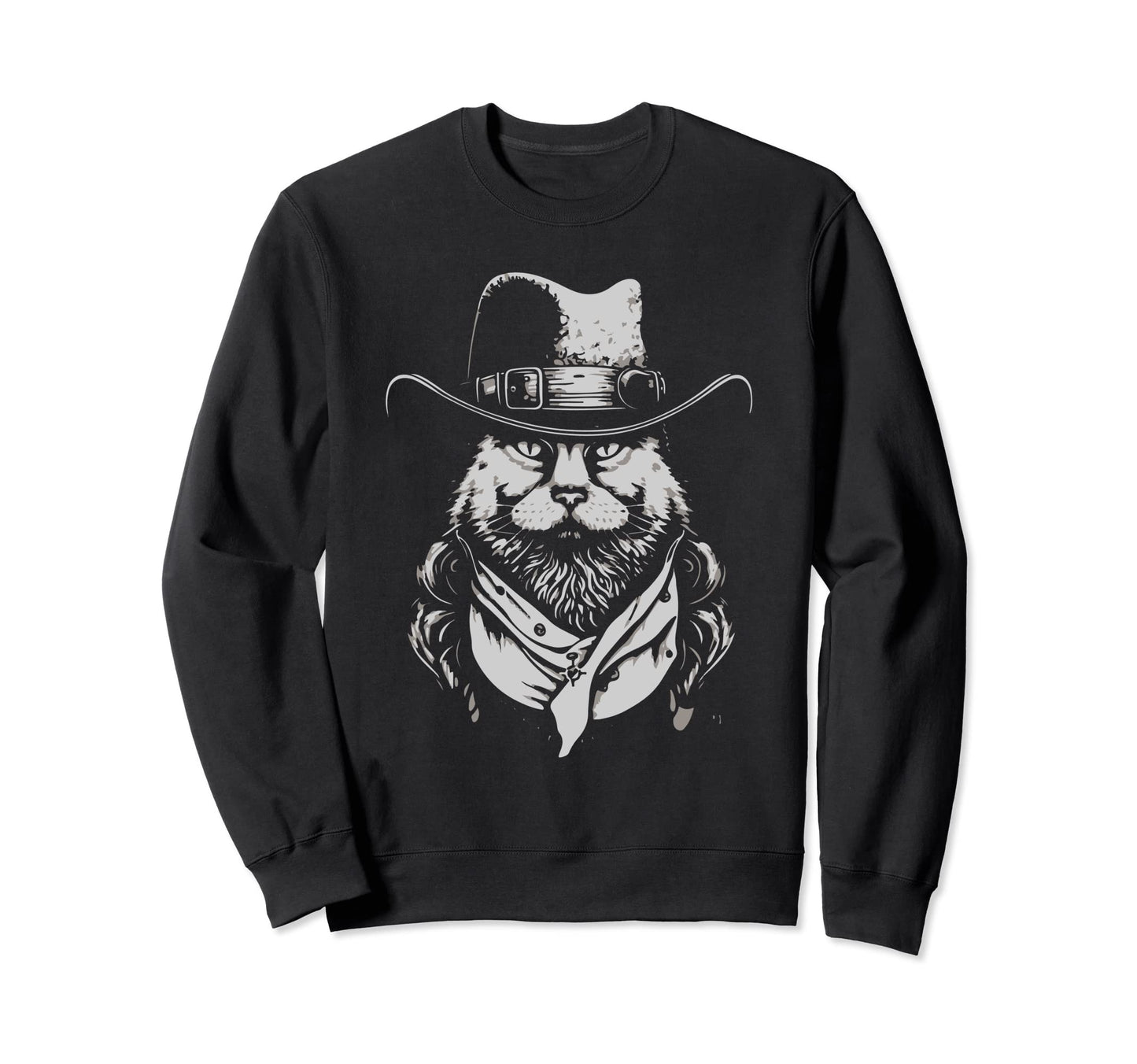 Outlaw Cat Funny Country Music Cat Sweatshirt - Custom Art Print Men Women - T-Shirt, Sweatshirt, Hoodie